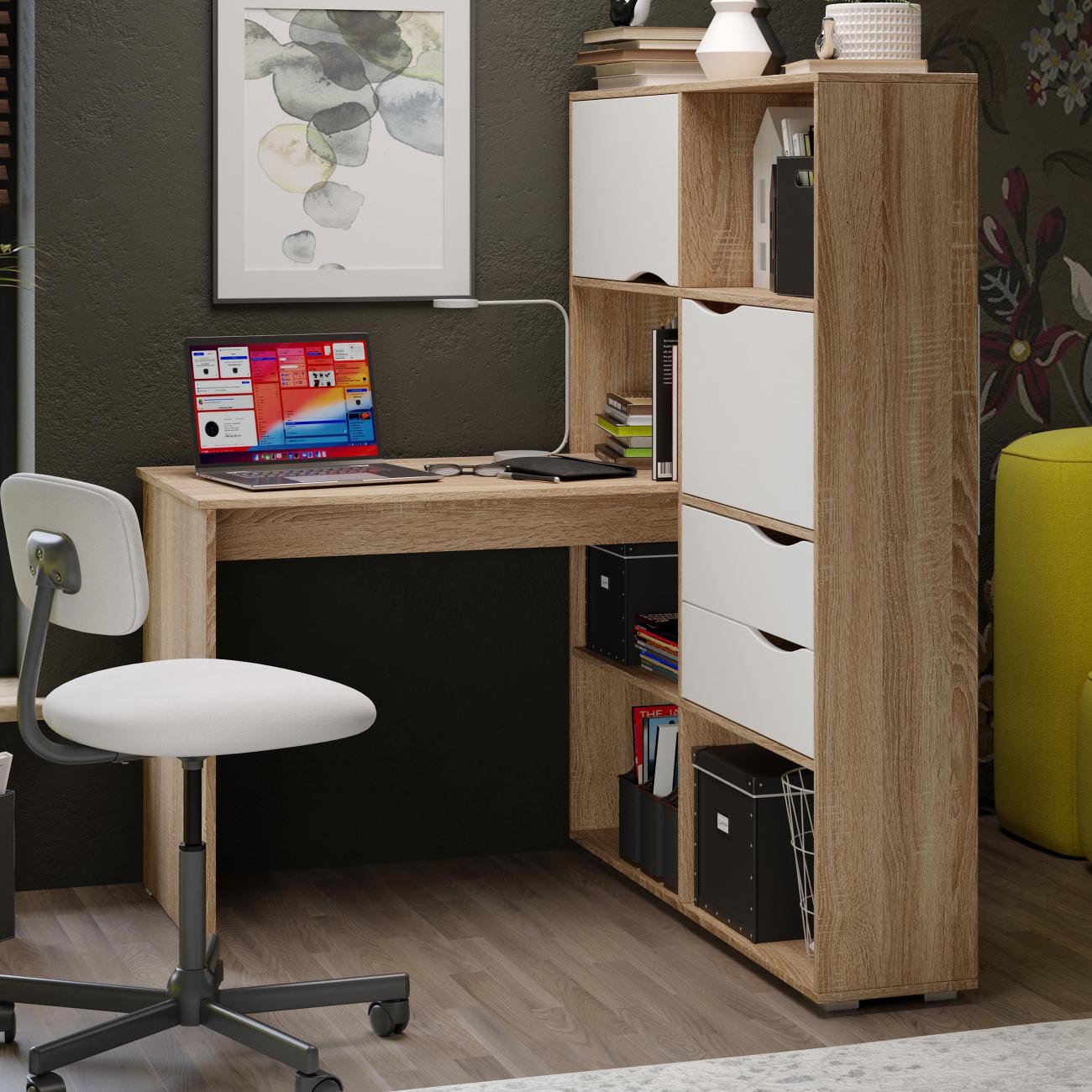 Стол компьютерный Трия Тип 7 Дуб Сонома-Белый ясень