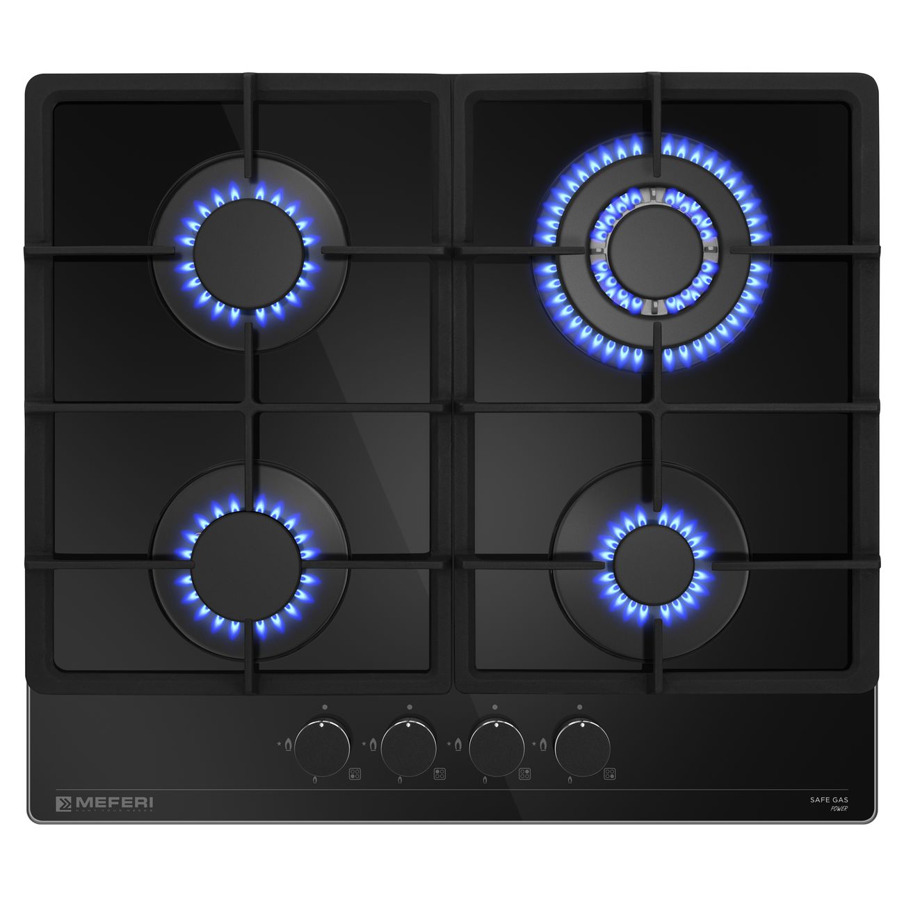 Встраиваемая газовая панель независимая MEFERI MGH604BK GLASS POWER черная фото
