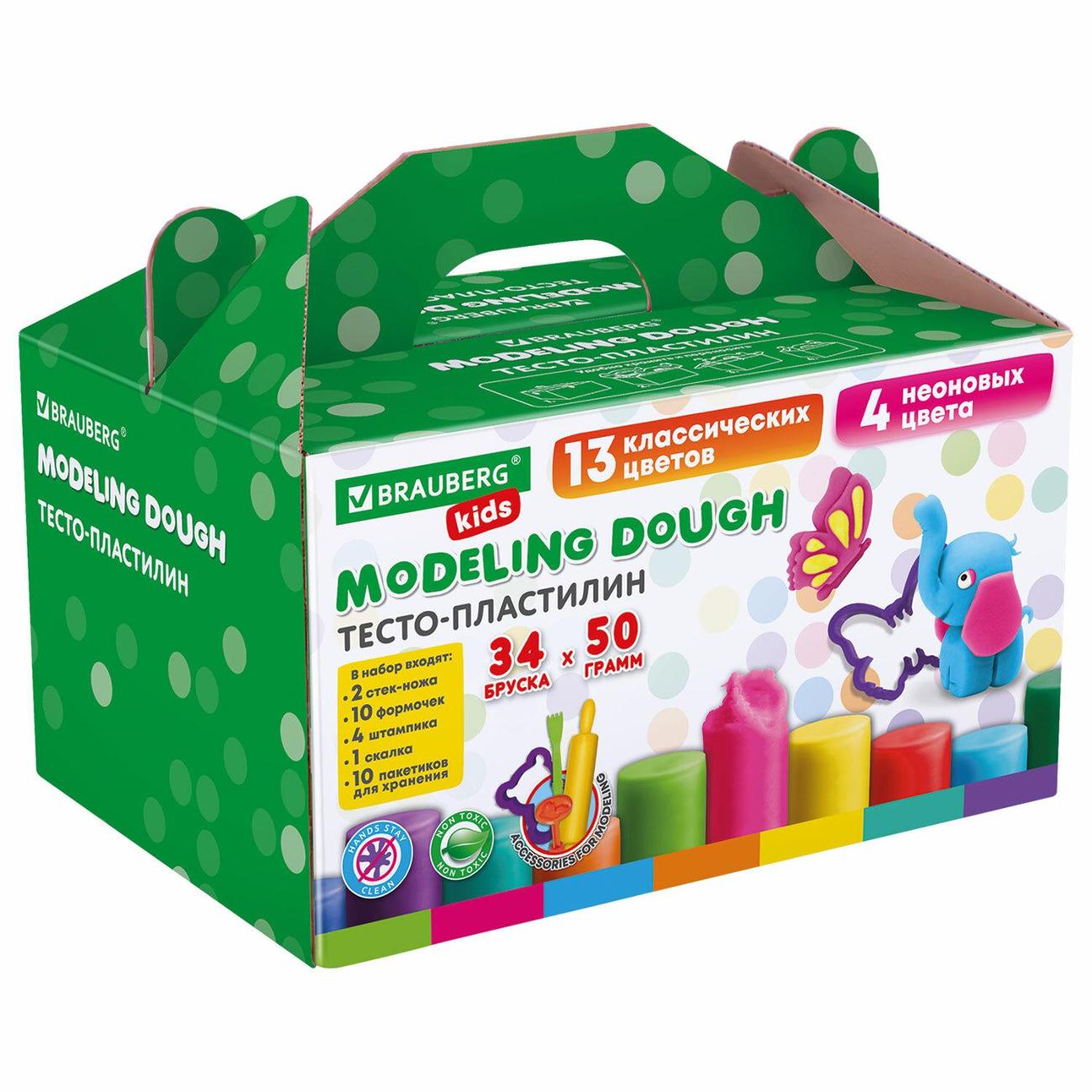 Пластилин Brauberg 34 цвета 1700 г (106723)