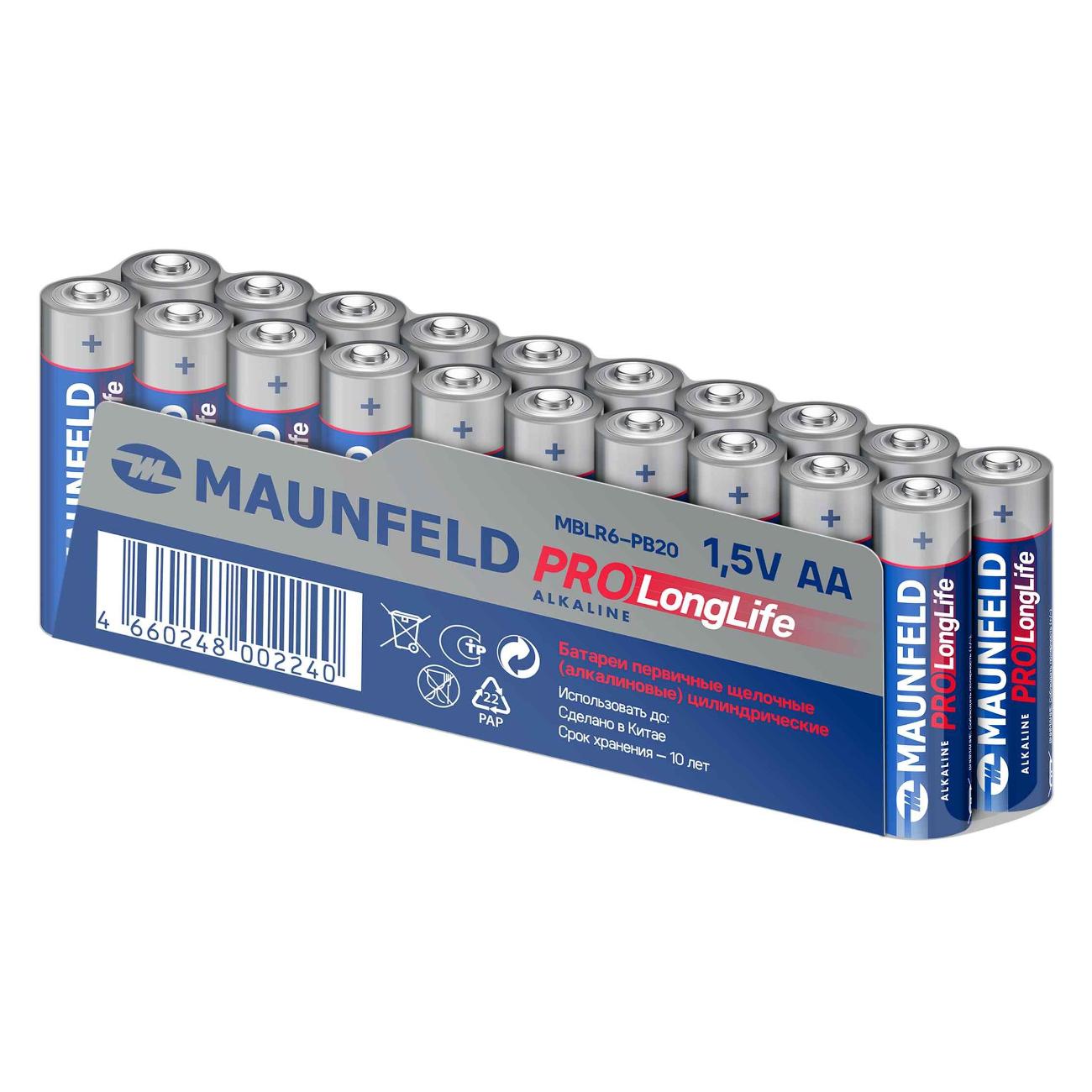 Батарейка алкалиновая (щелочная) Maunfeld MBLR6-PB20 AA 20 шт.