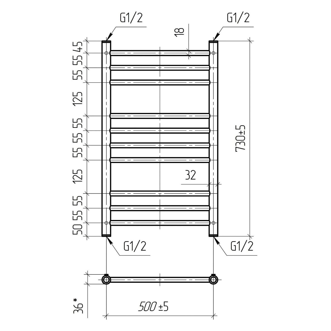 Полотенцесушитель водяной Vimarr PSV-70VMRS58Cr