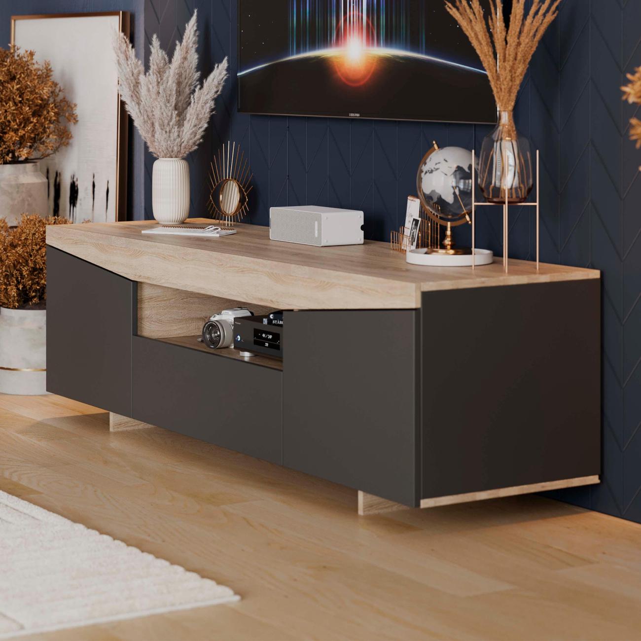 Тумба Трия Тип 1 Дуб Сонома-Графит Серый