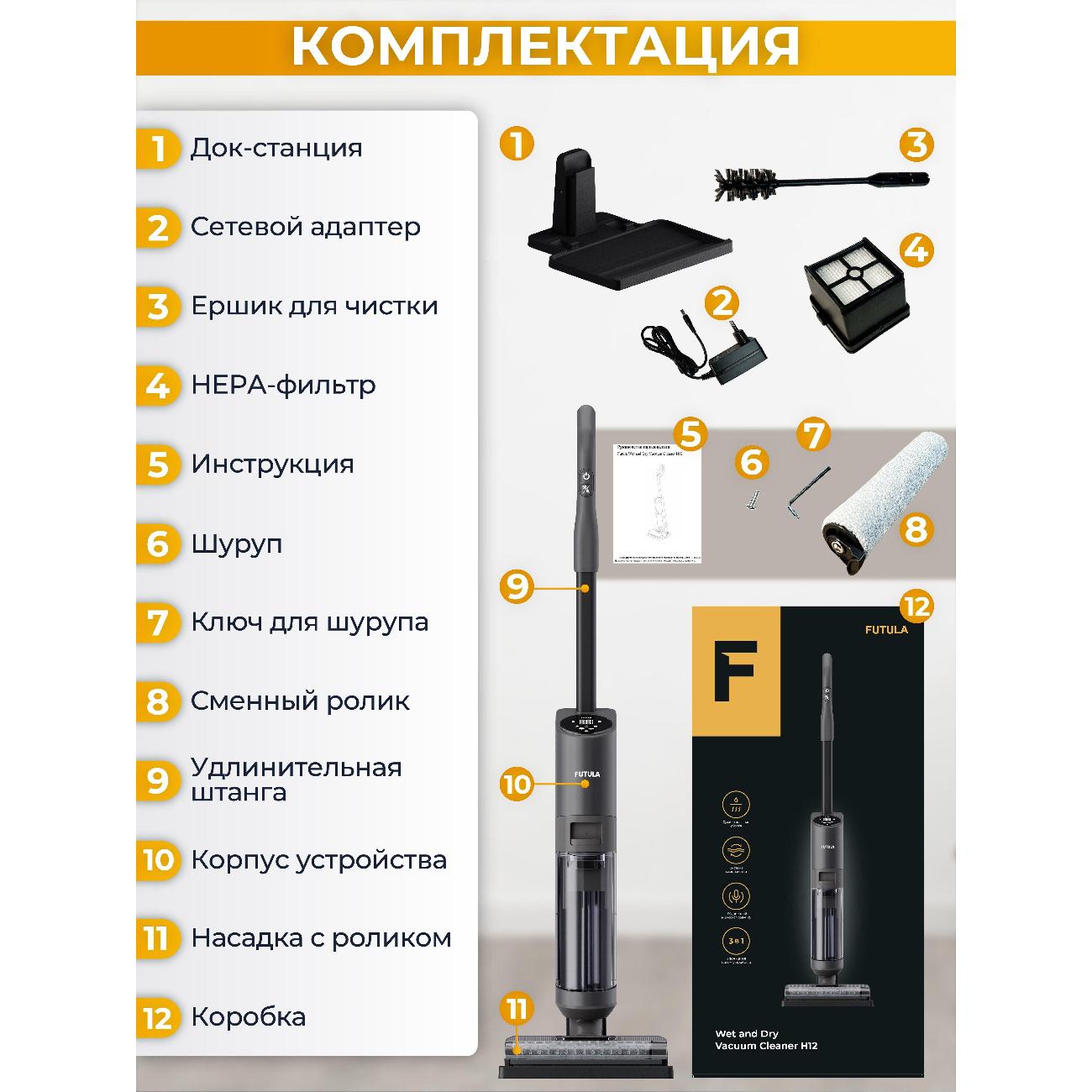 Пылесос моющий FUTULA H12 Black