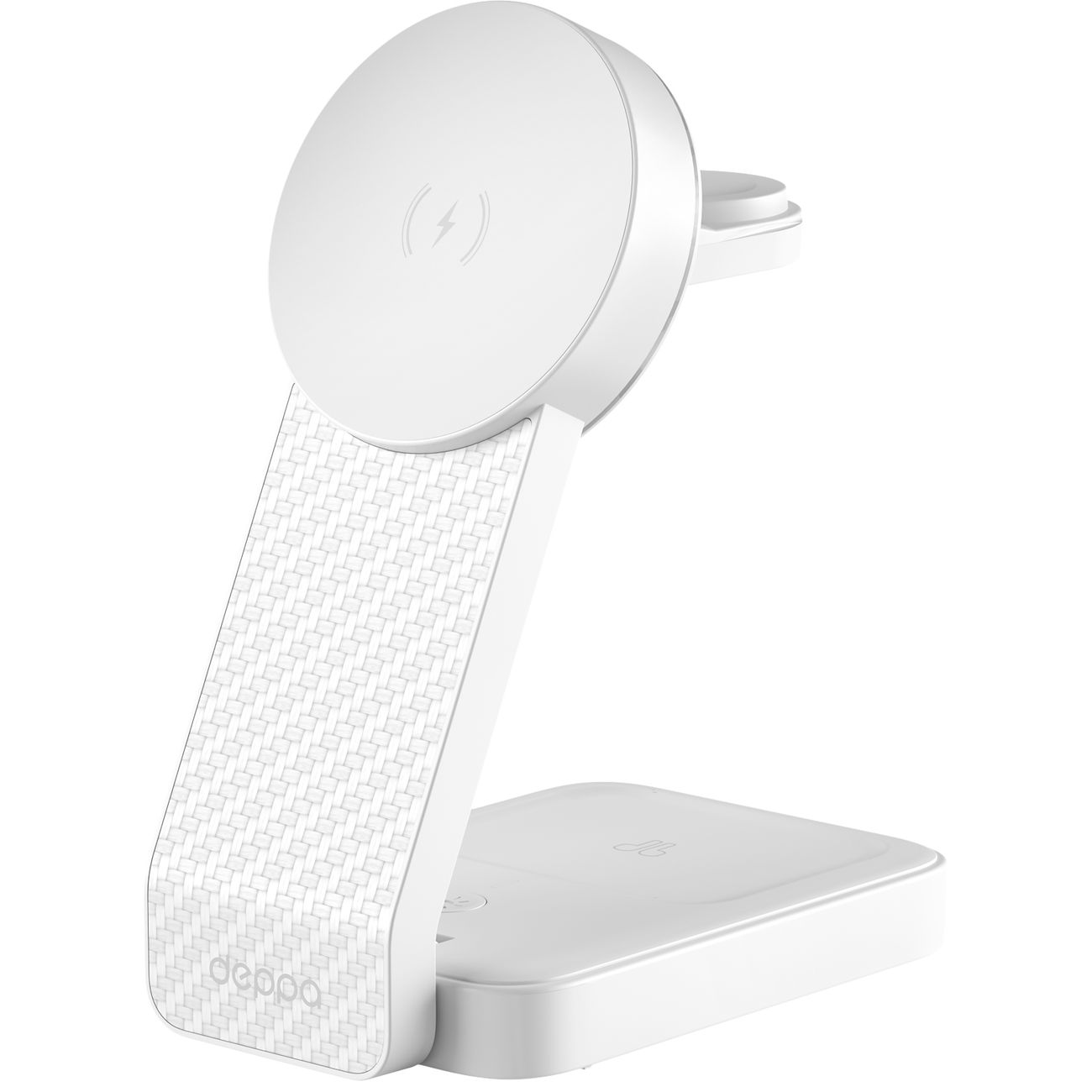 Беспроводная зарядная станция Deppa 22 Вт; 3 в 1 MagSafe Carbon Stand QI белая (23157)