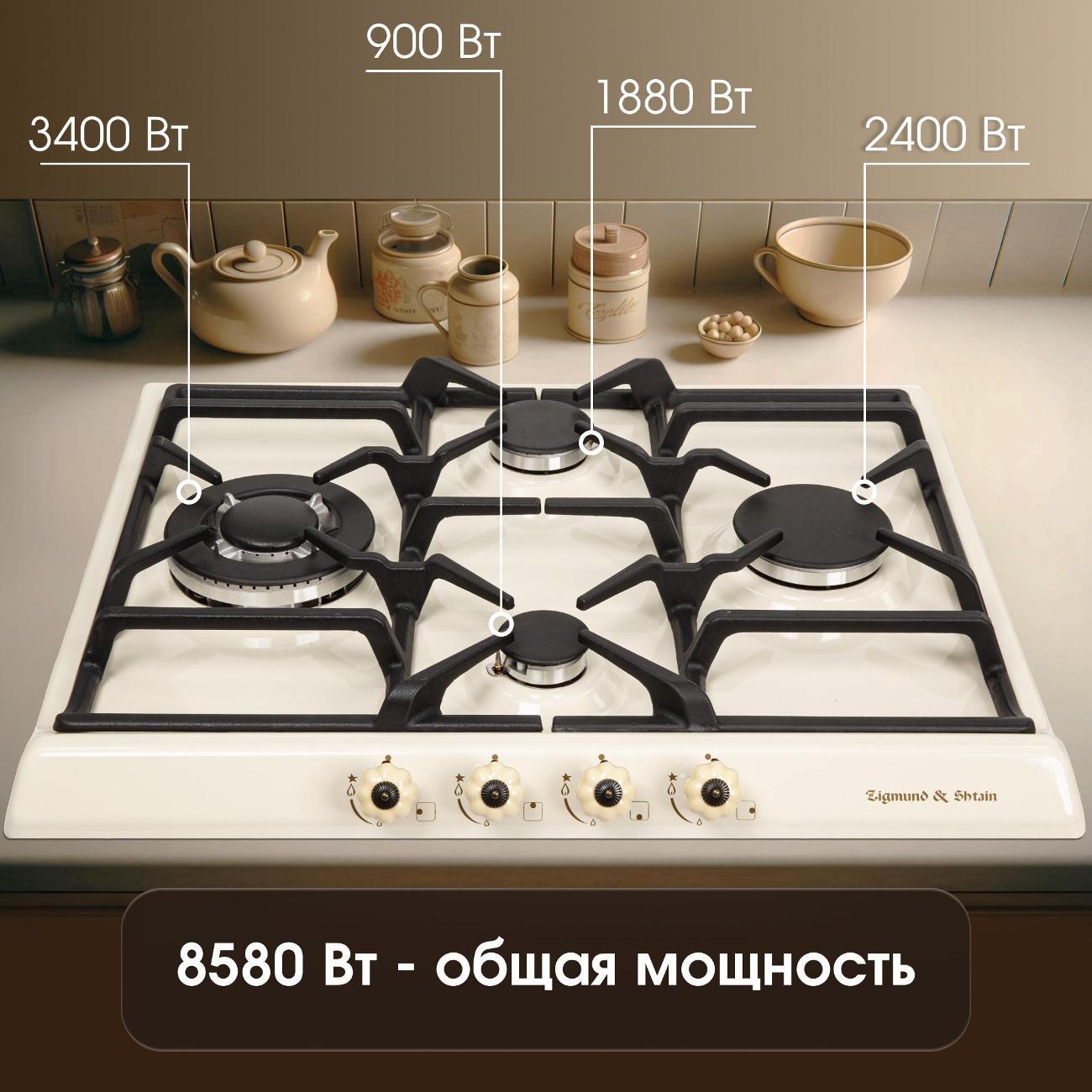 Встраиваемая газовая панель независимая Zigmund & Shtain GN 208.61 X