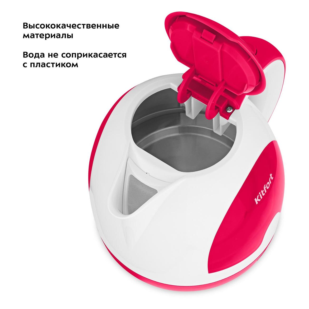 Электрочайник Kitfort KT-6607-1 белый/розовый
