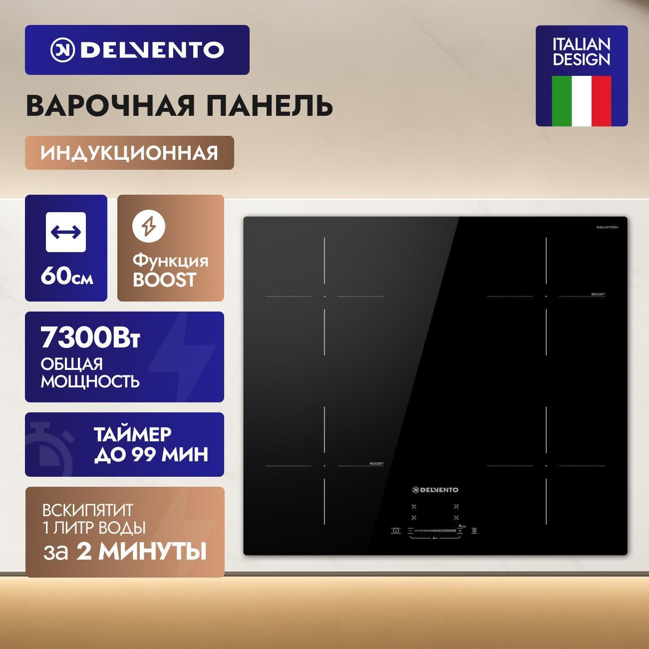 Встраиваемая индукционная панель независимая Delvento V60I74S120