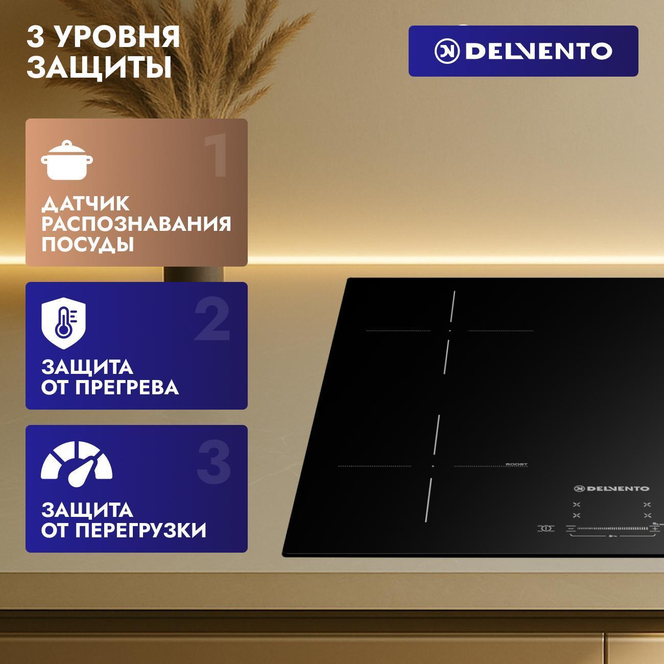 Встраиваемая индукционная панель независимая Delvento V60I74S120