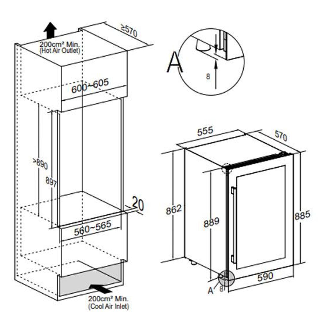 Винный шкаф Temptech OZ90DX нержавеющая сталь