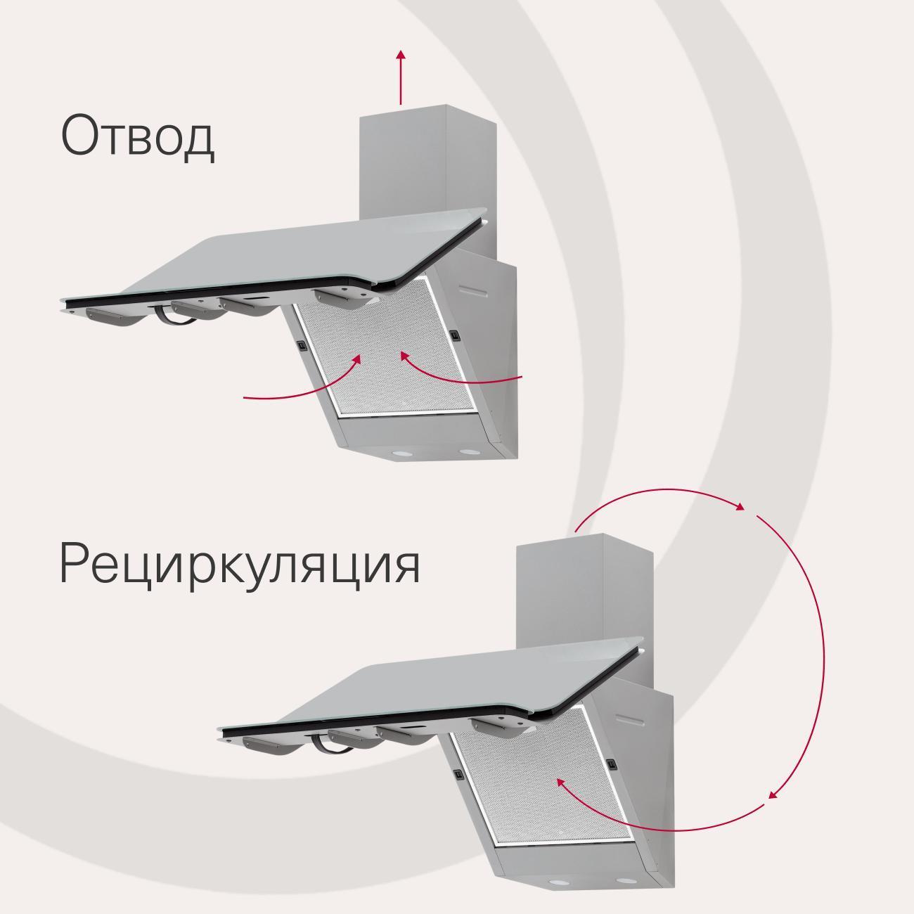 Вытяжка наклонная Krona MYSTERIUM 600 GLASS GR S серая