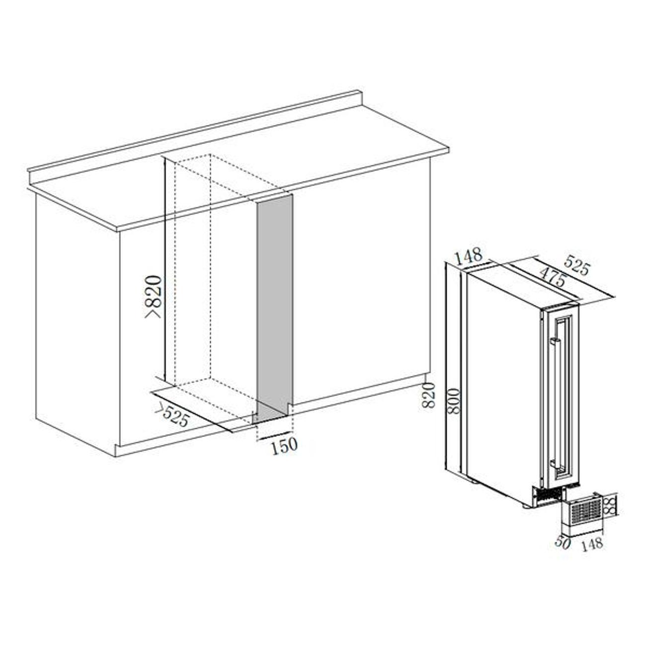 Встраиваемый винный шкаф Temptech OBIU15SBB