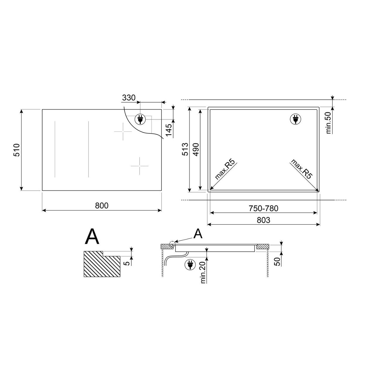 Встраиваемая индукционная панель независимая Премиум Smeg SIM3864MB