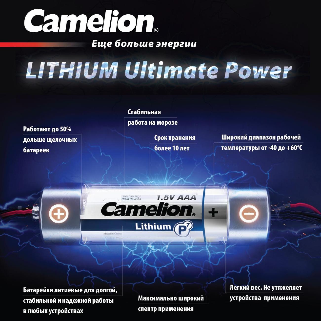 Батарейка литиевая Camelion FR03-BP2