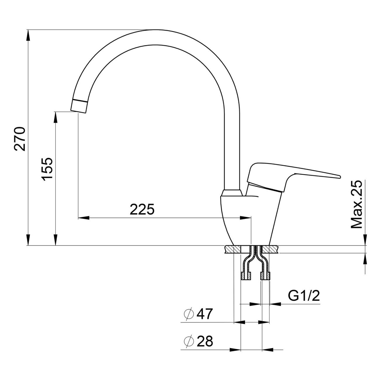 Смеситель Granula GR-1024 графит