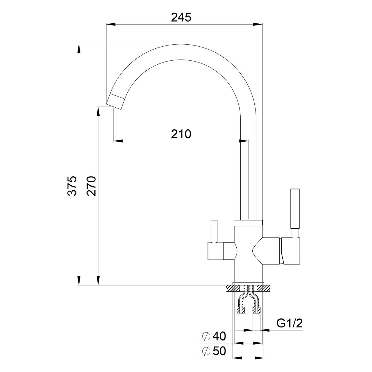 Смеситель Granula GR-2168 базальт
