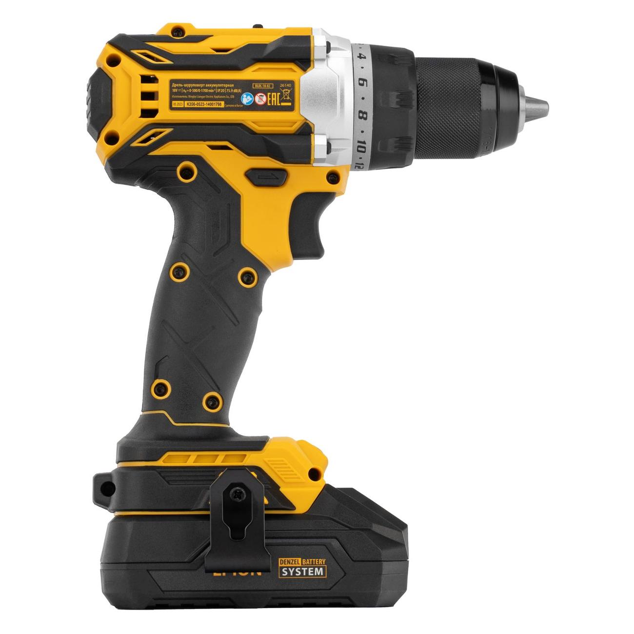 Шуруповерт аккумуляторный Denzel BLDL-18-02