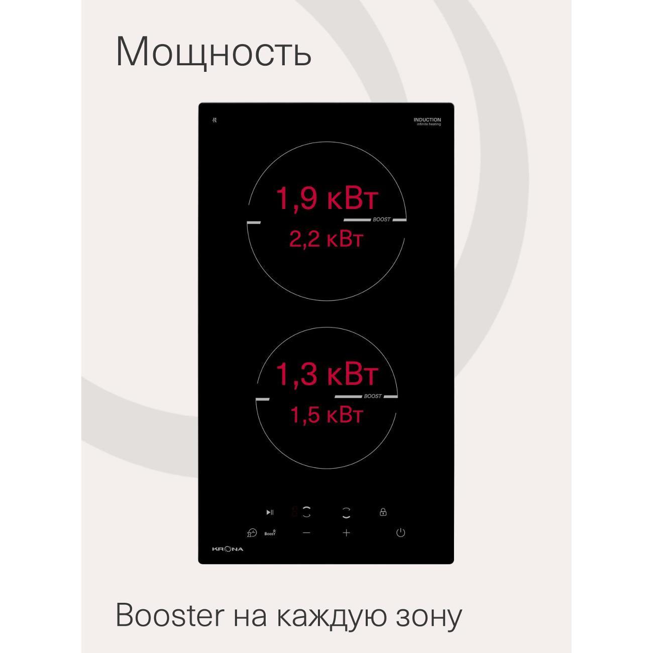 Встраиваемая индукционная панель независимая Krona MAGIER 30 BL 2BTK