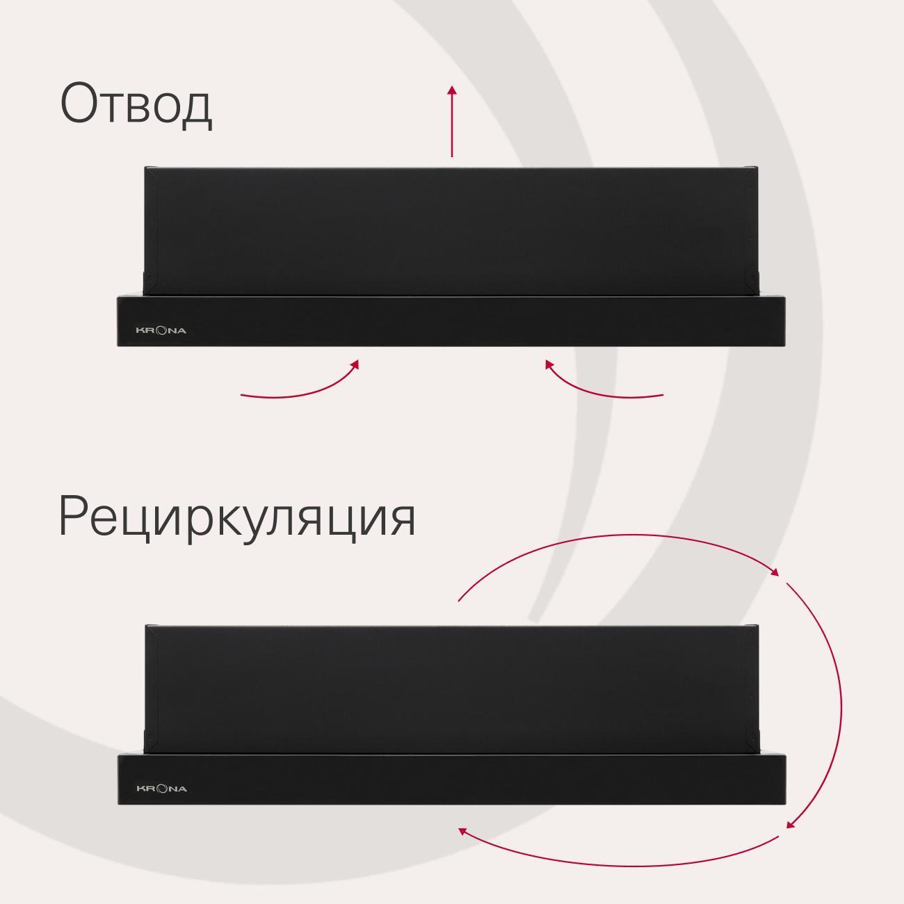 Вытяжка встраиваемая в шкаф Krona Kamilla T 600 Black (1 мотор) черная