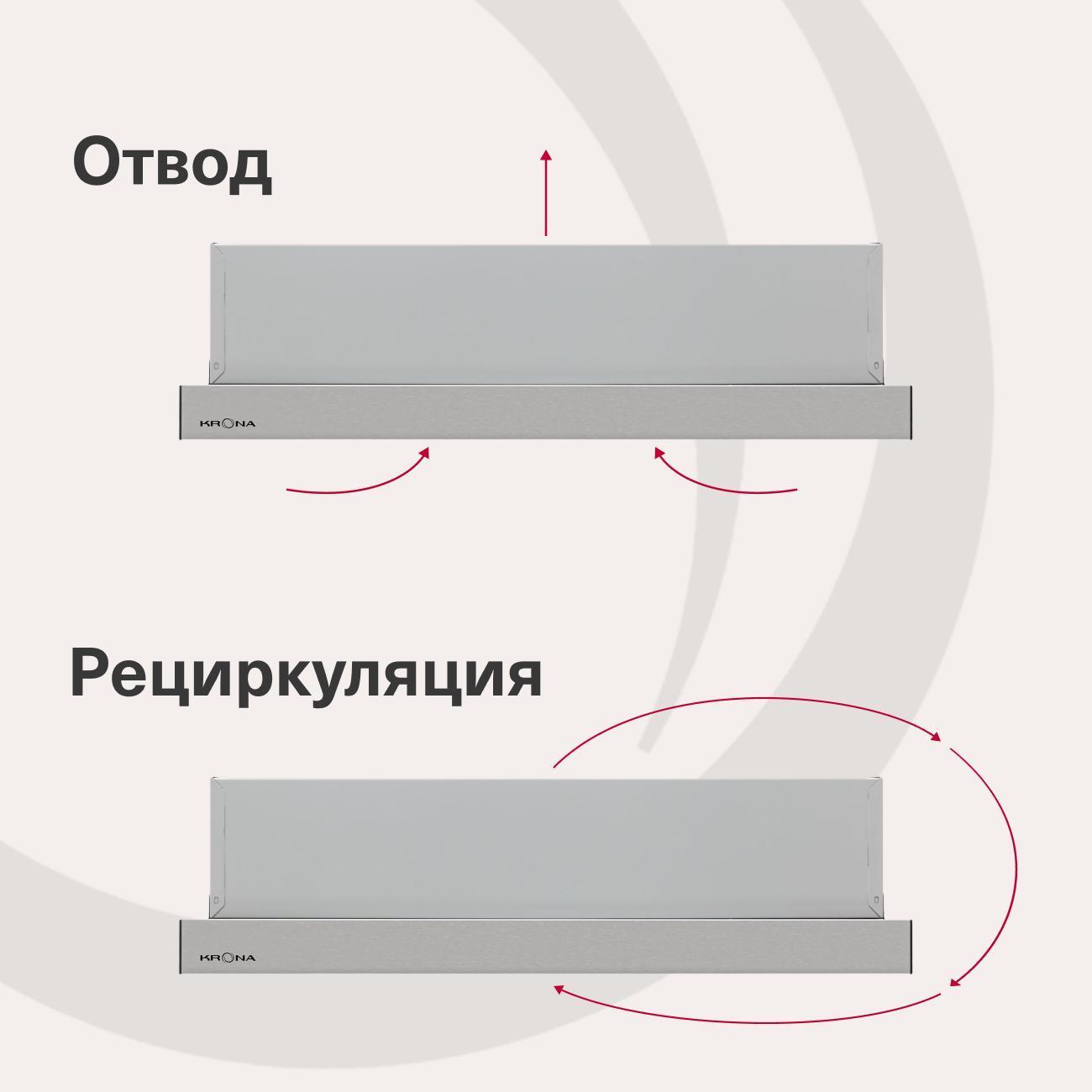 Вытяжка встраиваемая в шкаф Krona Kamilla T 600 Inox (1 мотор) нержавеющая сталь