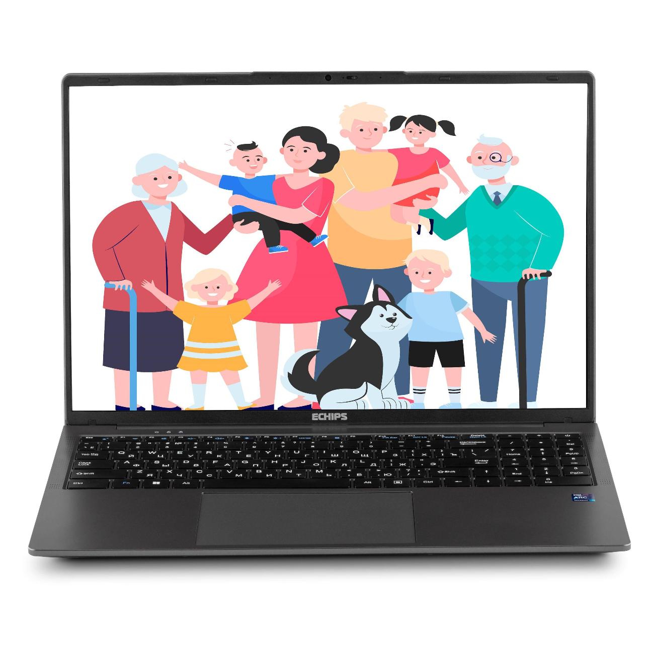 Ноутбук Echips Teen F160UL/16"/Intel N-series N100/8/512/Win/серый