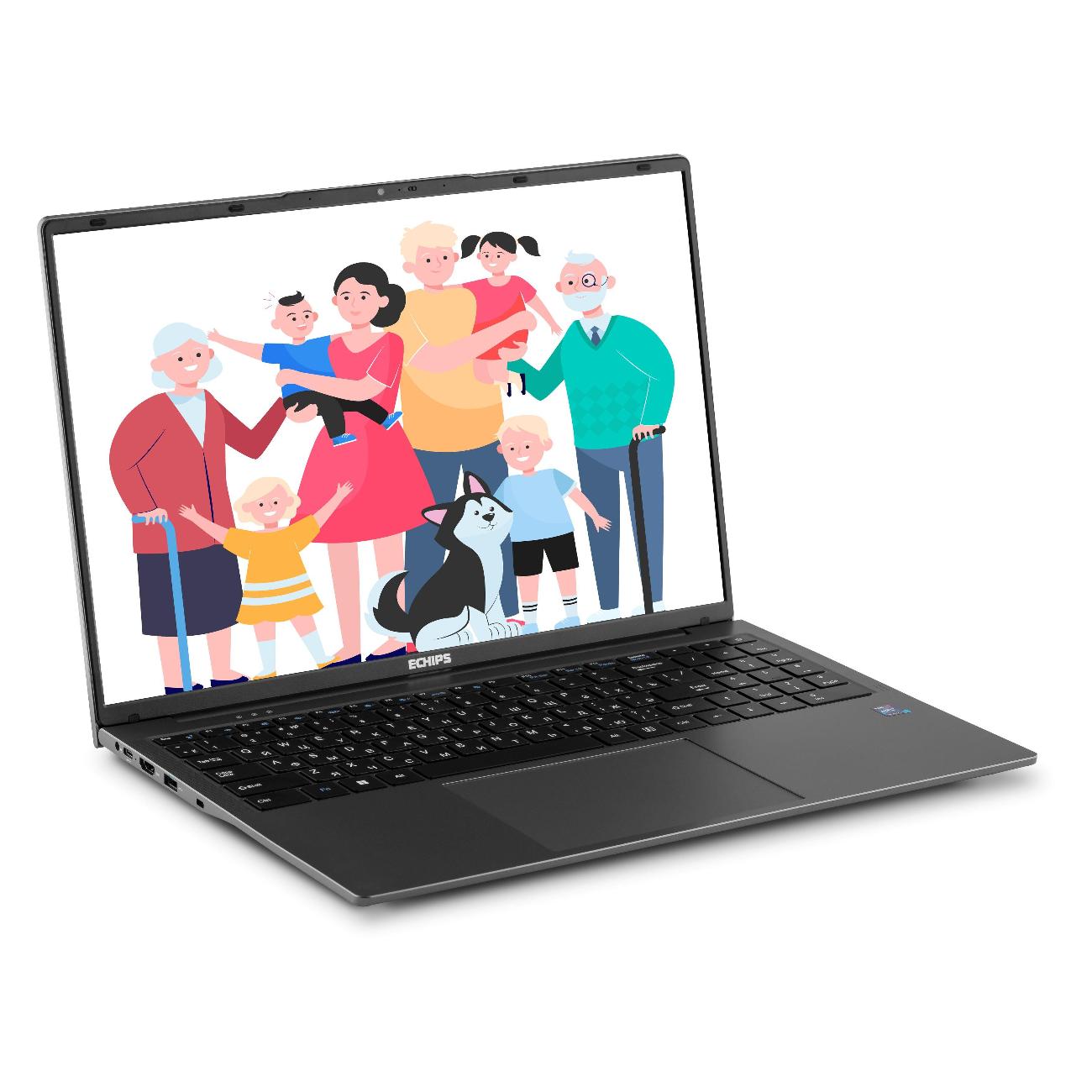 Ноутбук Echips Teen F160UL/16"/Intel N-series N100/8/512/Win/серый