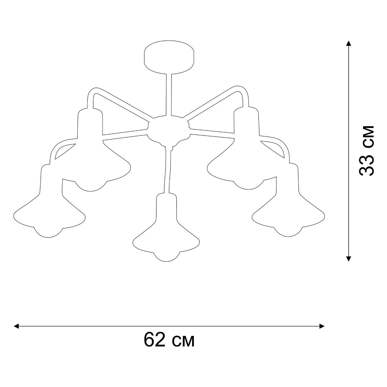 Люстра Vitaluce 5 ламп 15м2 Е27 макс. 40Вт (V4805-1/5PL)