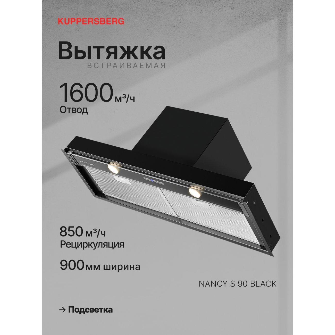 Вытяжка встраиваемая в шкаф Kuppersberg NANCY S 90 Black фото