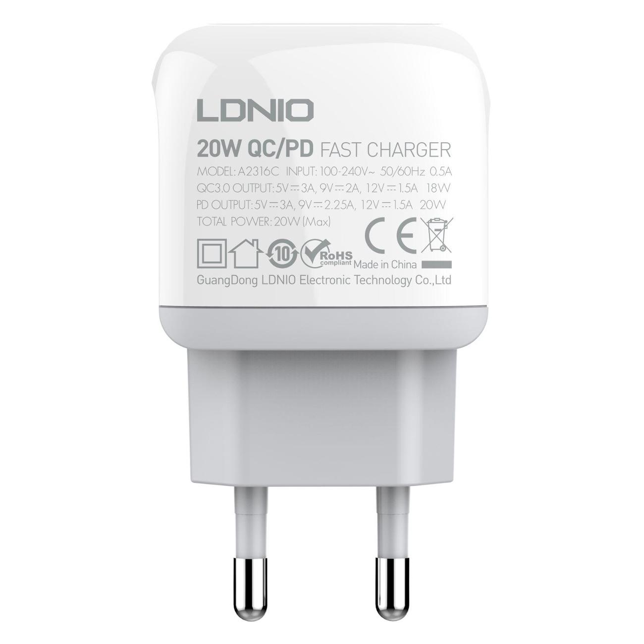 Сетевое зарядное устройство LDNIO A2316C PD-L (LD_B4554)