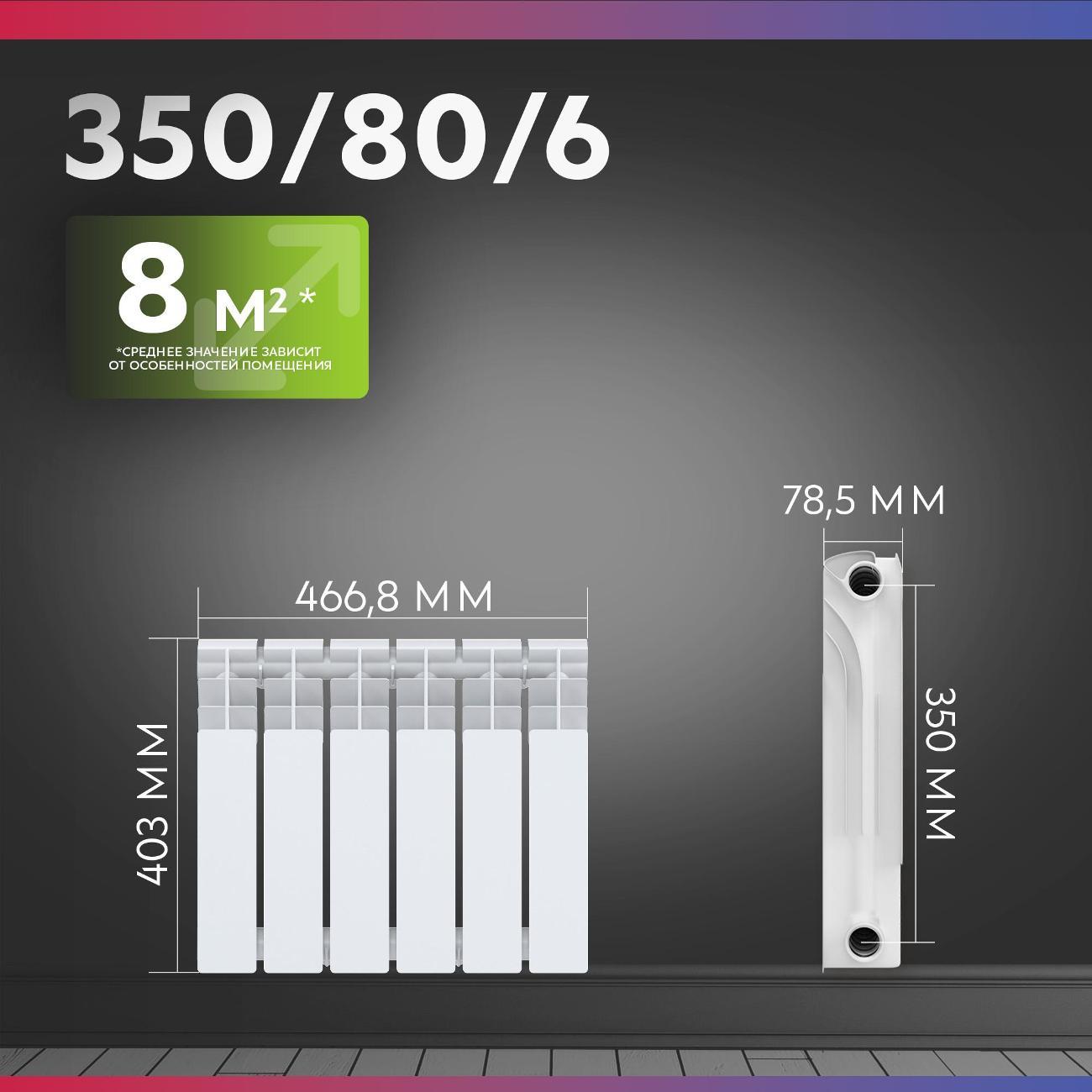 Биметаллический радиатор OASIS ECO 350/80/6