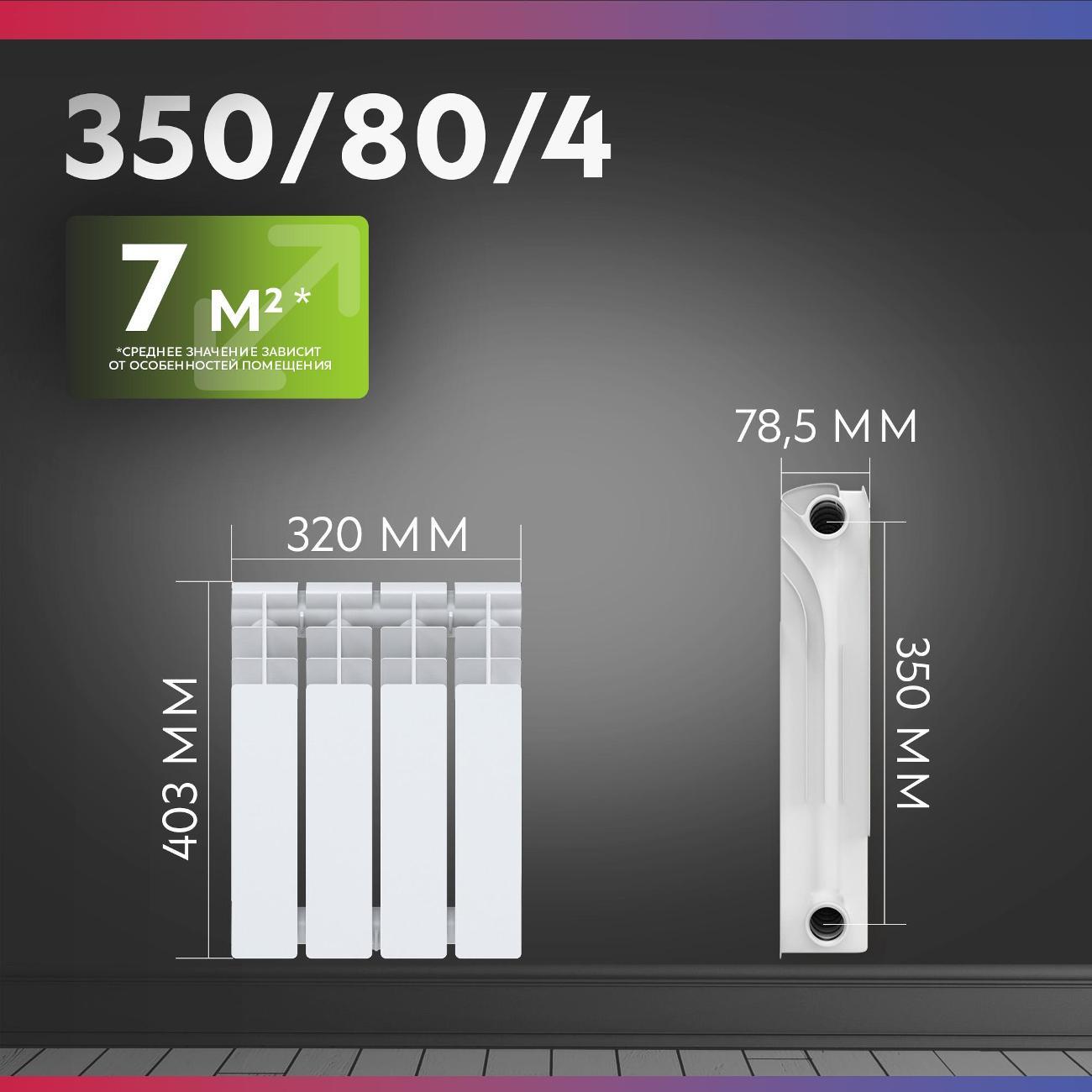 Биметаллический радиатор OASIS ECO 350/80/4