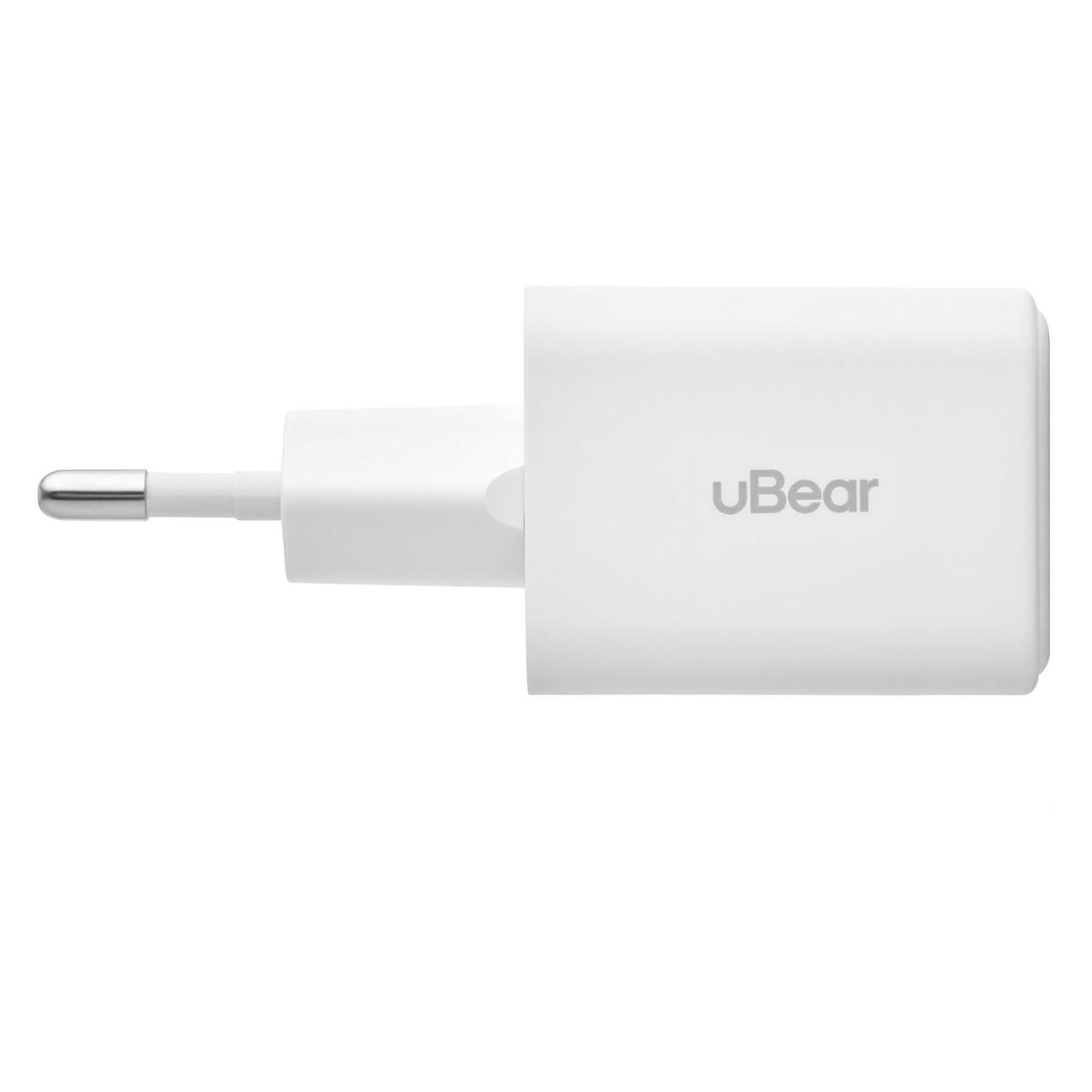 Сетевое зарядное устройство uBear Bridge USB-C+USB-A 30 Вт, GaN + Super Fast Charging