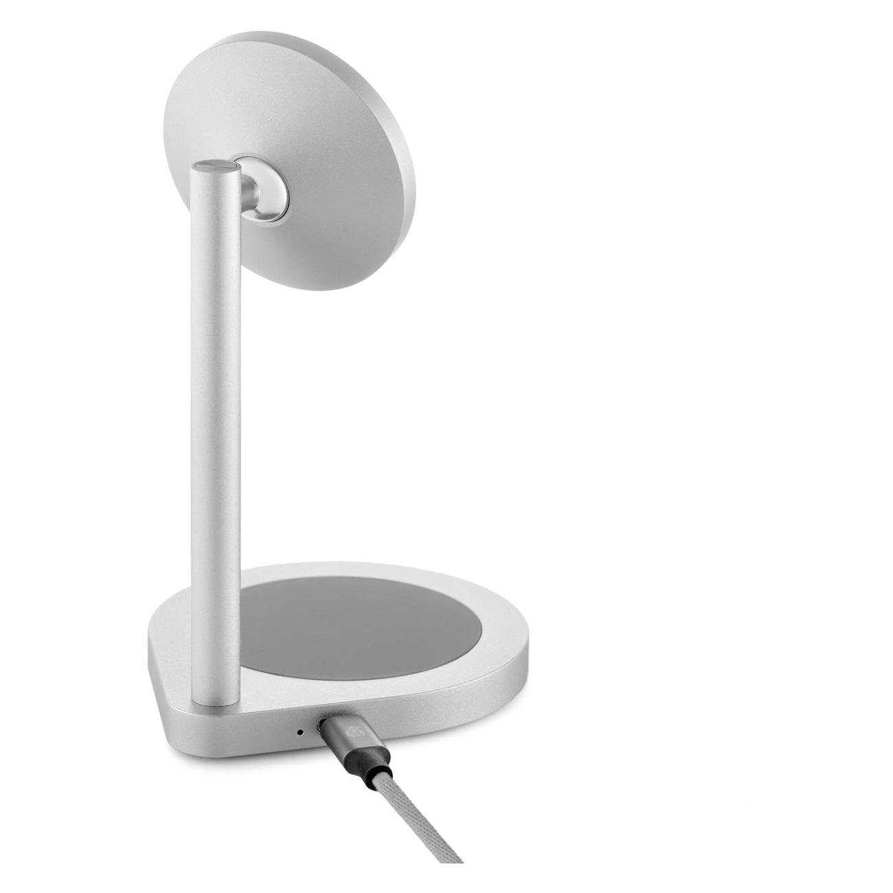 Беспроводное зарядное устройство uBear Stage 2-в-1 серебристое