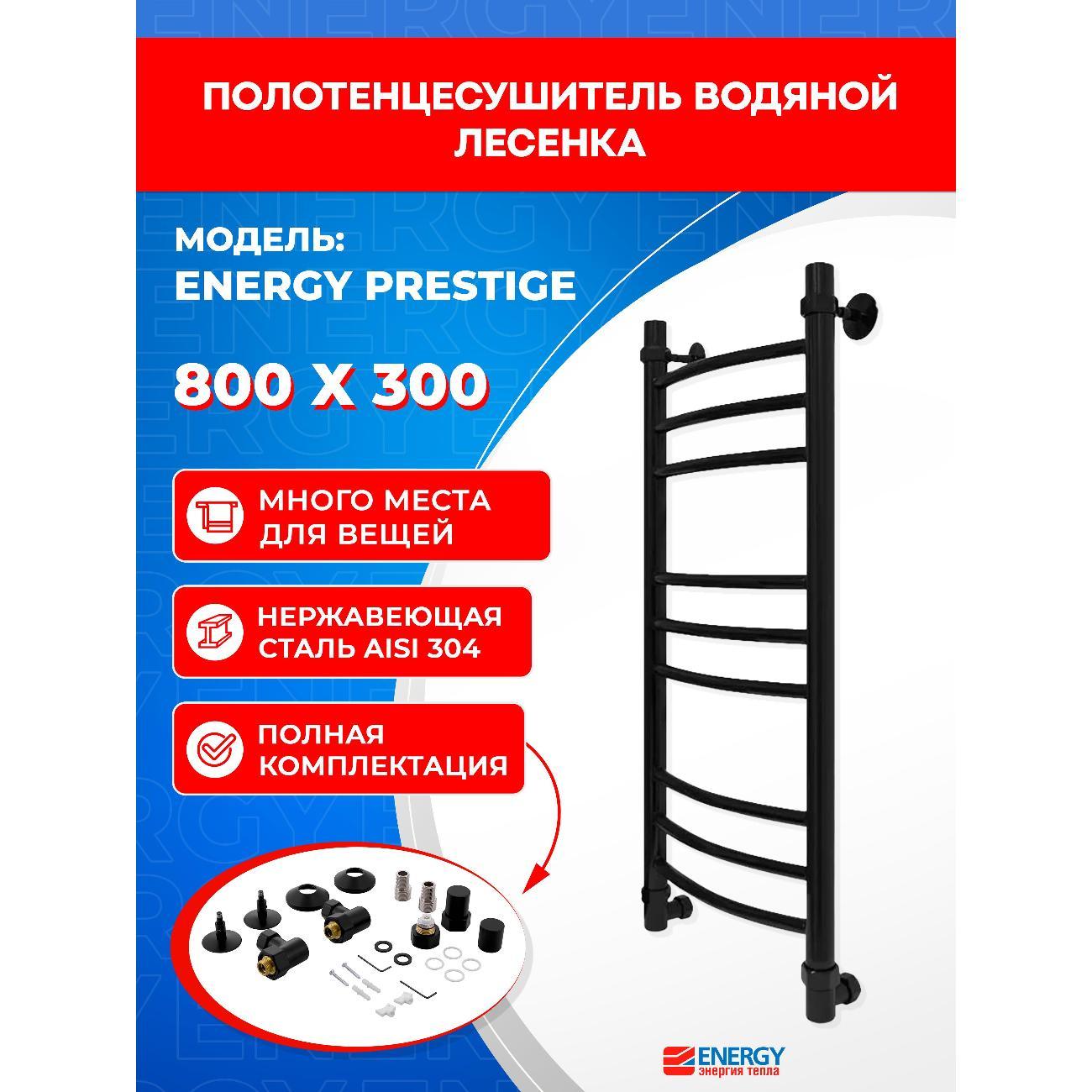 Полотенцесушитель водяной ENERGY Group Prestige 800х300 черный матовый