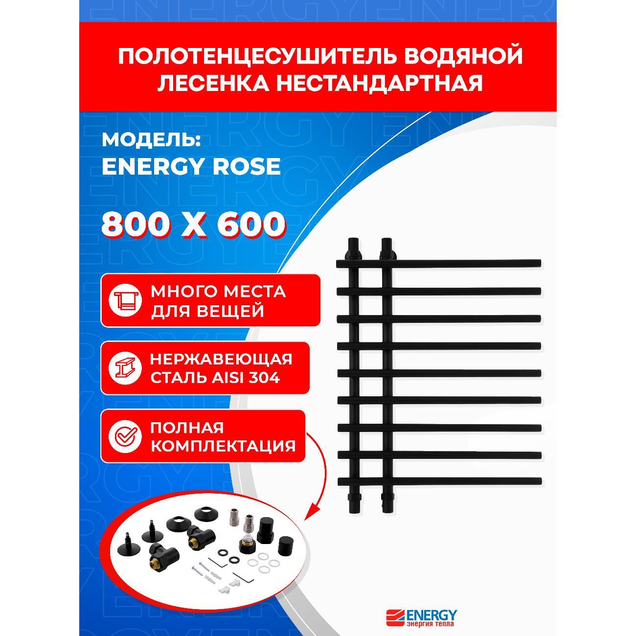 Полотенцесушитель ENERGY Group Rose 800х600  черный матовый