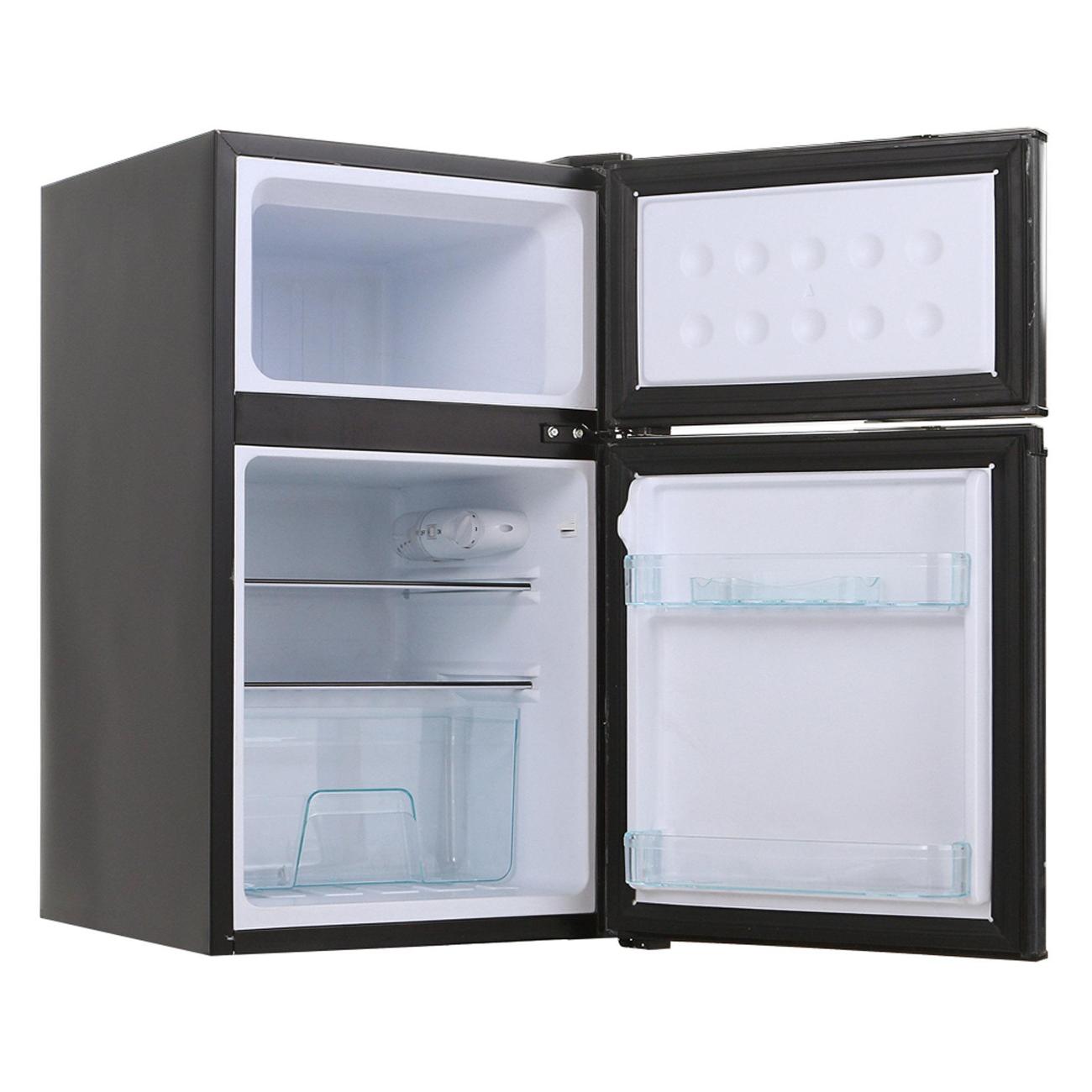 Холодильник Tesler RCT-100 зеркальный/черный