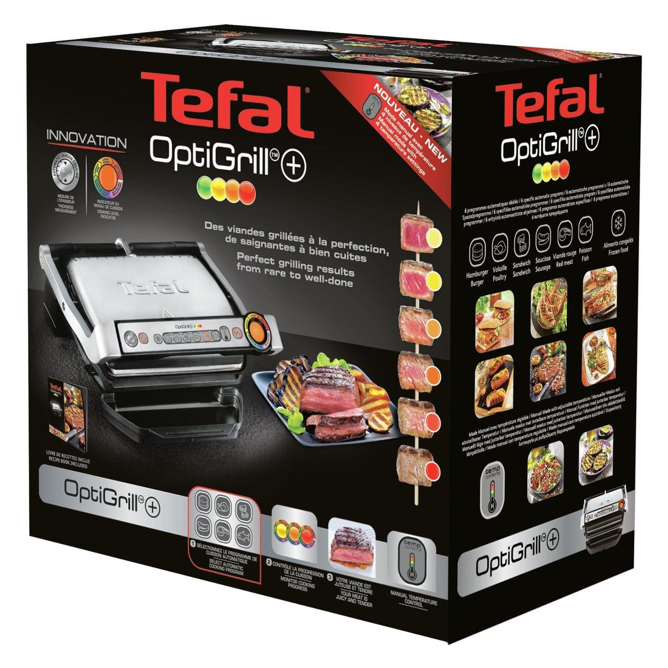 Электрогриль Tefal Optigrill+ GC712D34 серебристый