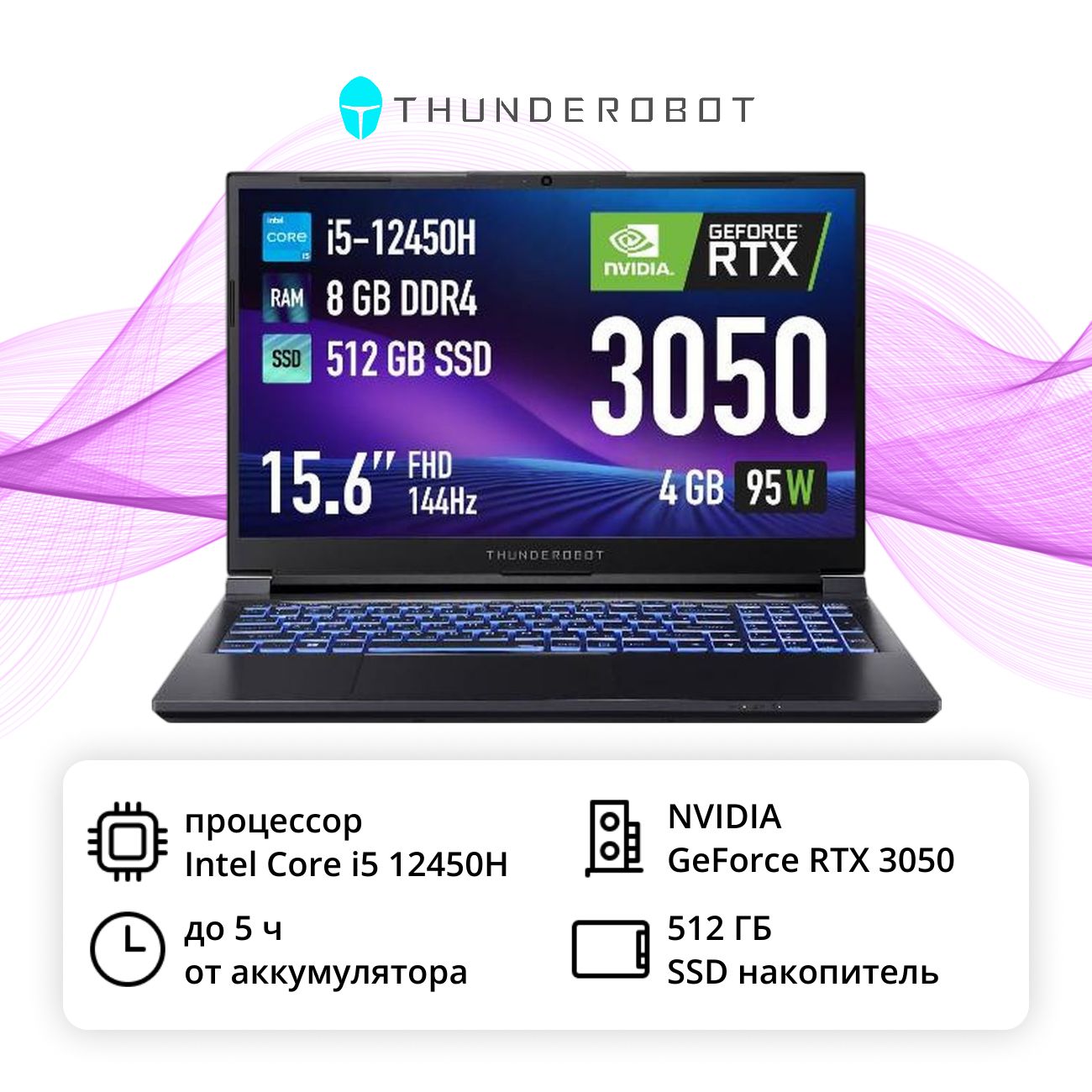 Ноутбук игровой Thunderobot 911S Core SD/15.6"/Core i5-12450H/8/512/RTX 3050/noOs/черный фото