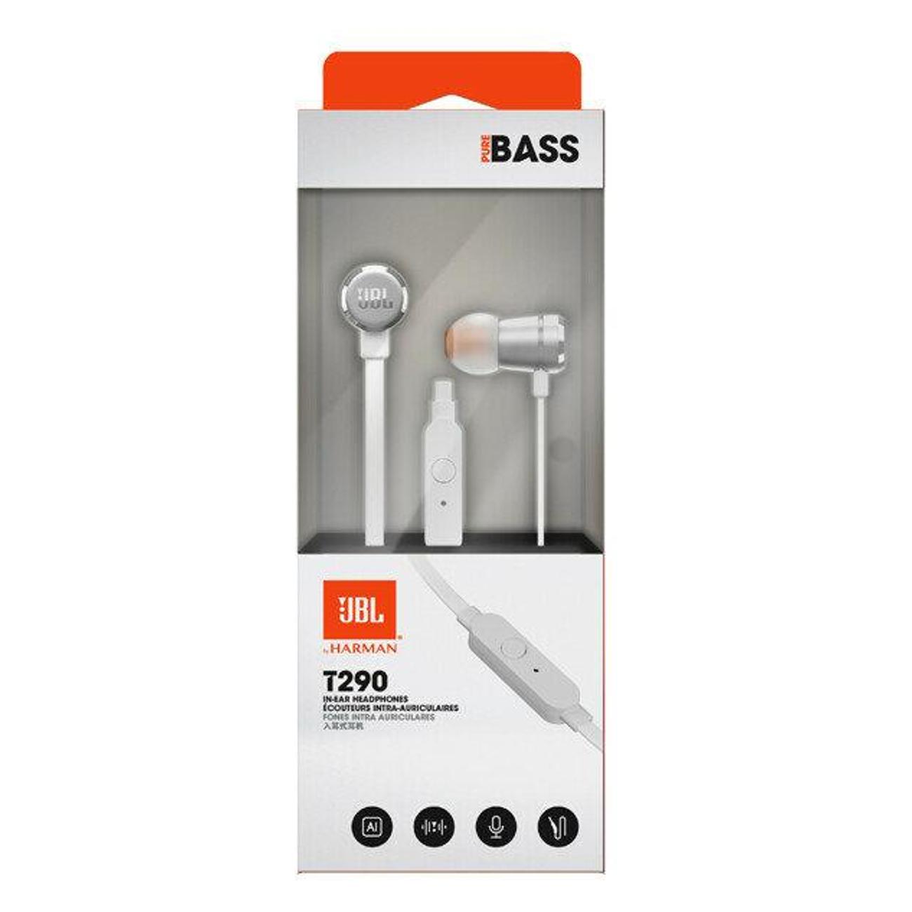 Наушники-вкладыши JBL T290 серебристый