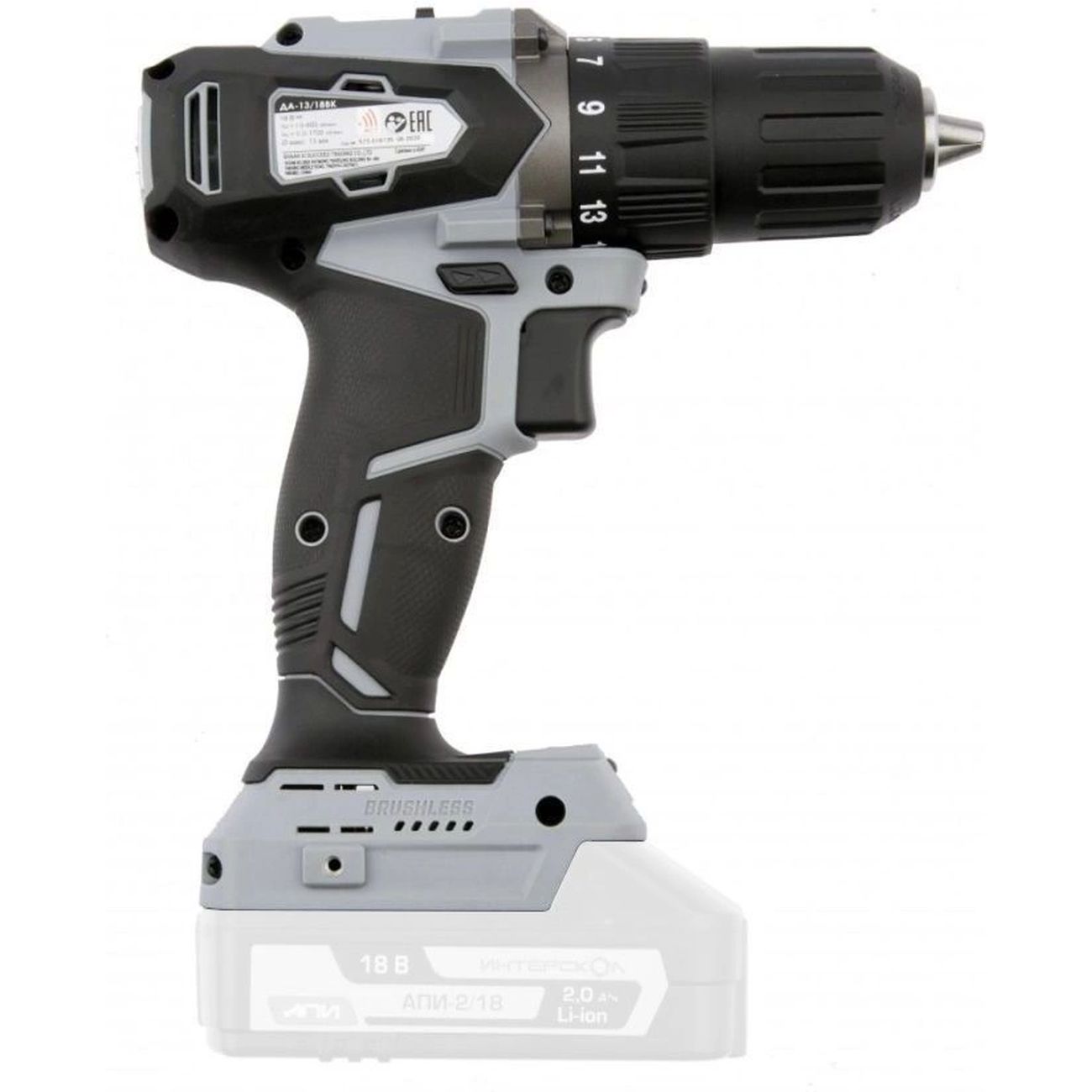 Дрель-шуруповерт ИНТЕРСКОЛ ДА-13/18ВК без АКБ и ЗУ