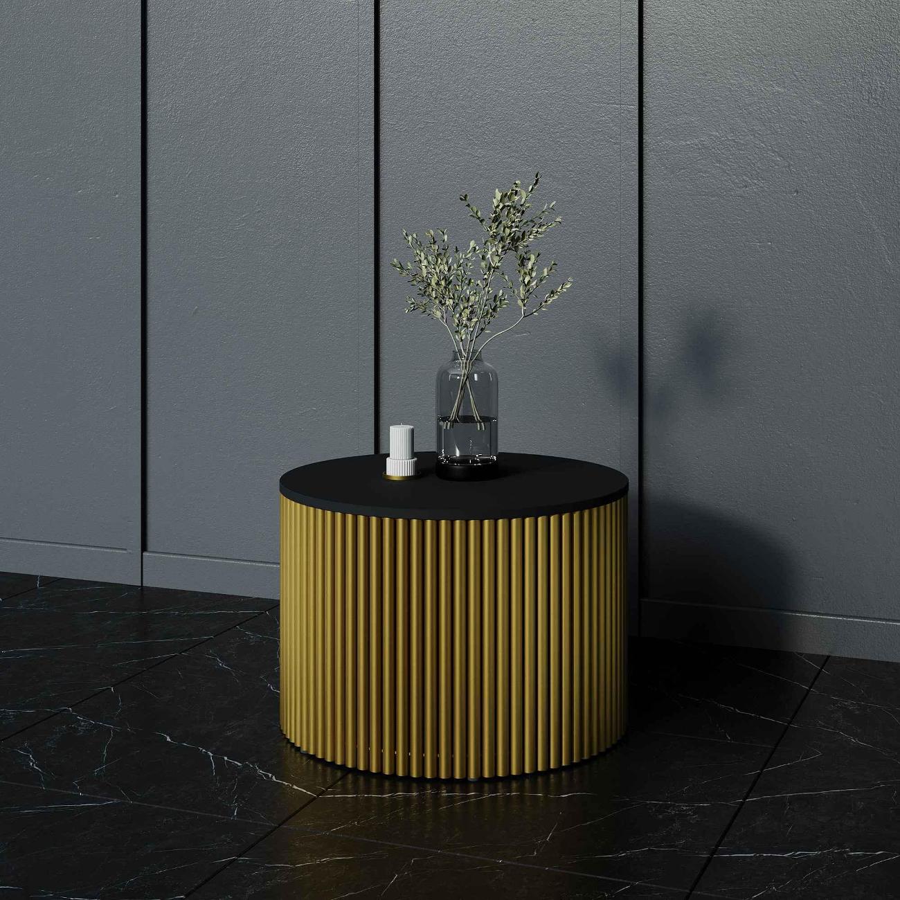 Столик журнальный GENGLASS TRUBIS Wood M золотой