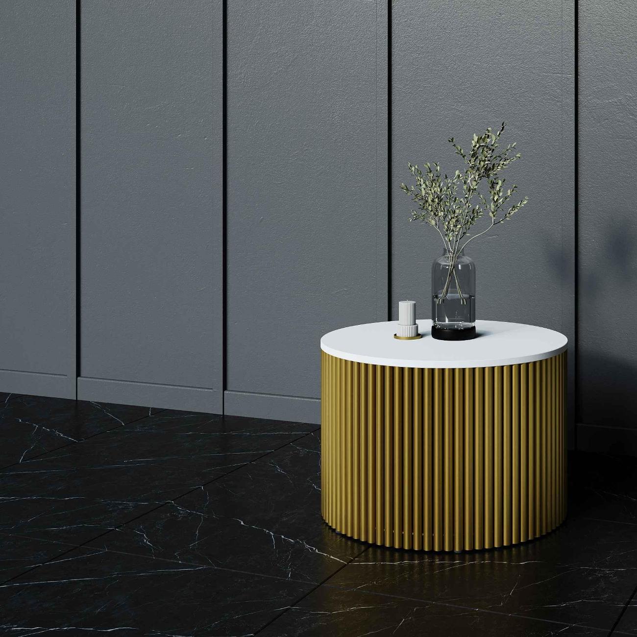 Столик журнальный GENGLASS TRUBIS Wood M золотой