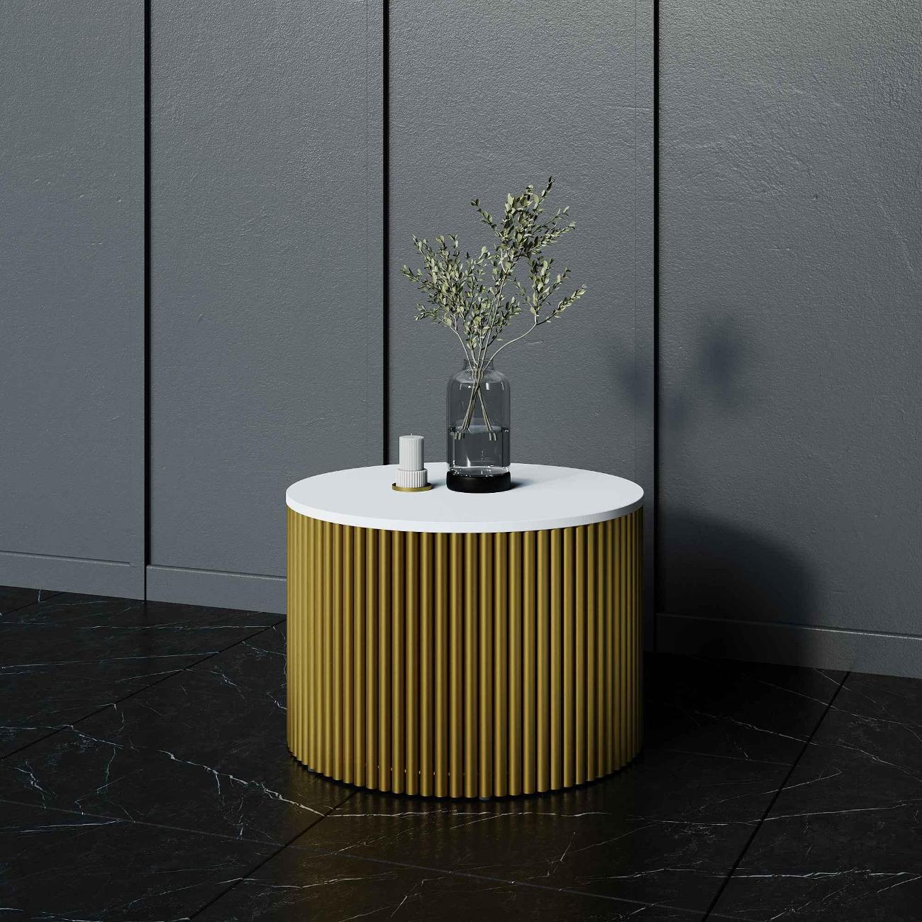 Столик журнальный GENGLASS TRUBIS Wood M золотой