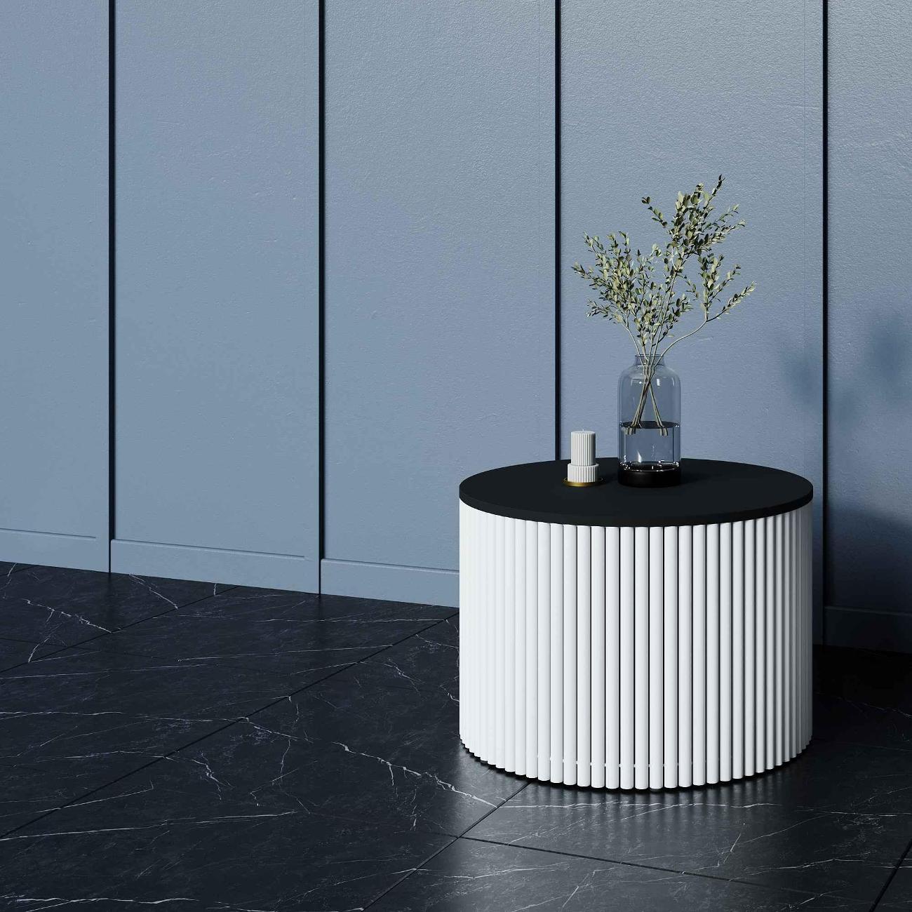 Столик журнальный GENGLASS TRUBIS Wood M белый