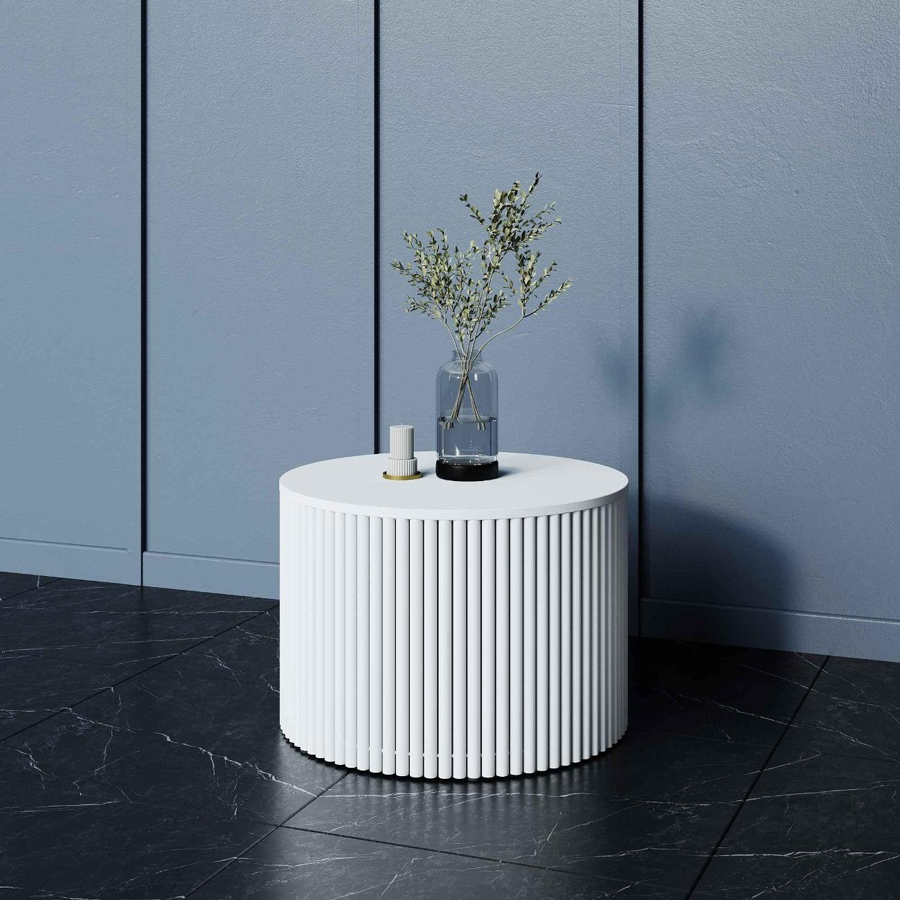 Столик журнальный GENGLASS TRUBIS Wood M белый