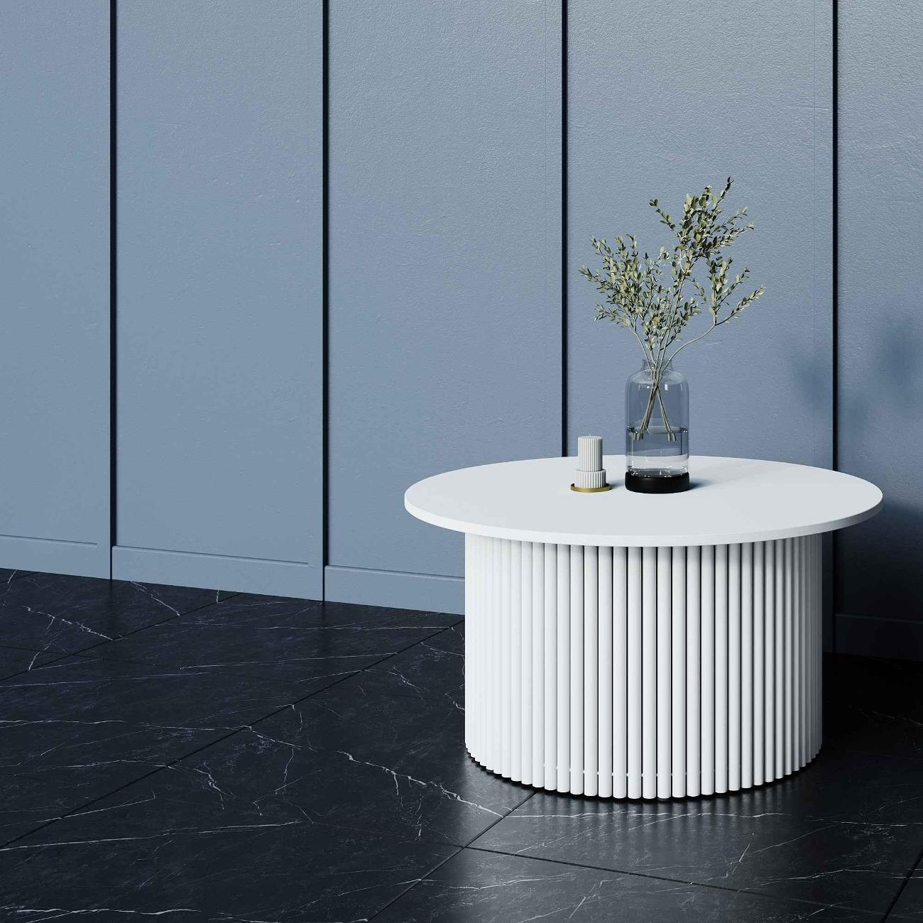 Столик журнальный GENGLASS TRUBIS Wood M белый