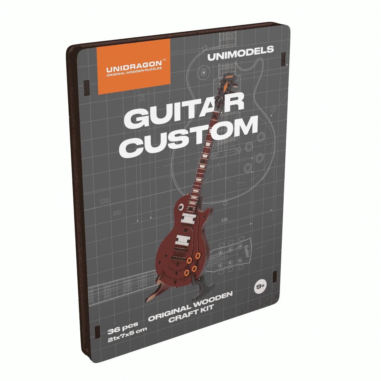 Деревянный конструктор UNIDRAGON Гитара Махагон (36 деталей)