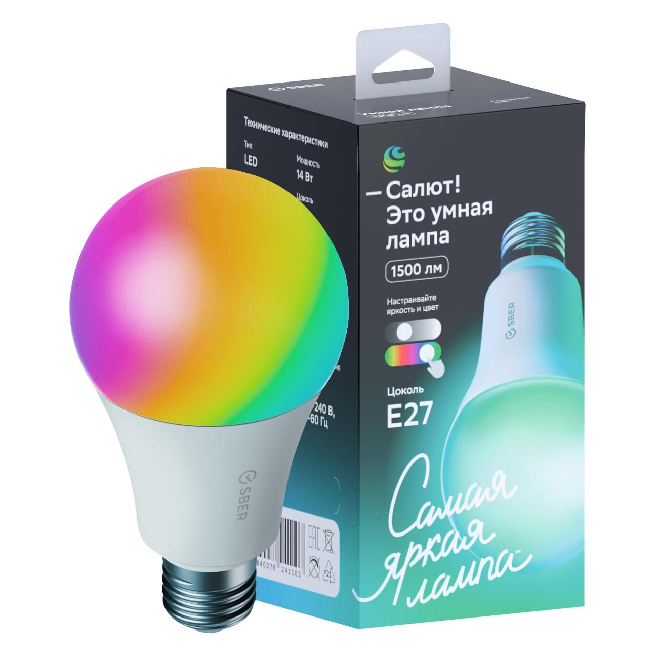 Умная сверхъяркая лампа Sber с адаптивным светом E27/1500Лм/WiFi SBDV-00120