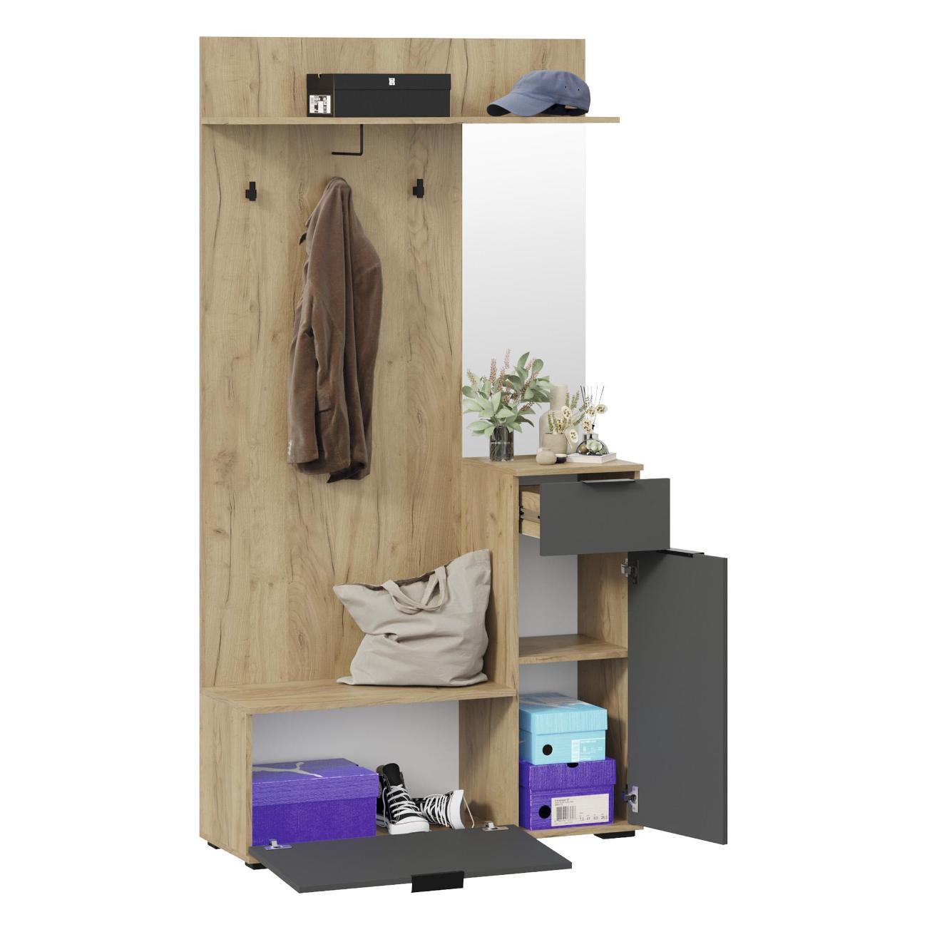 Шкаф для прихожей Трия Эвита Секция Тип 1, Дуб золотой/Графит