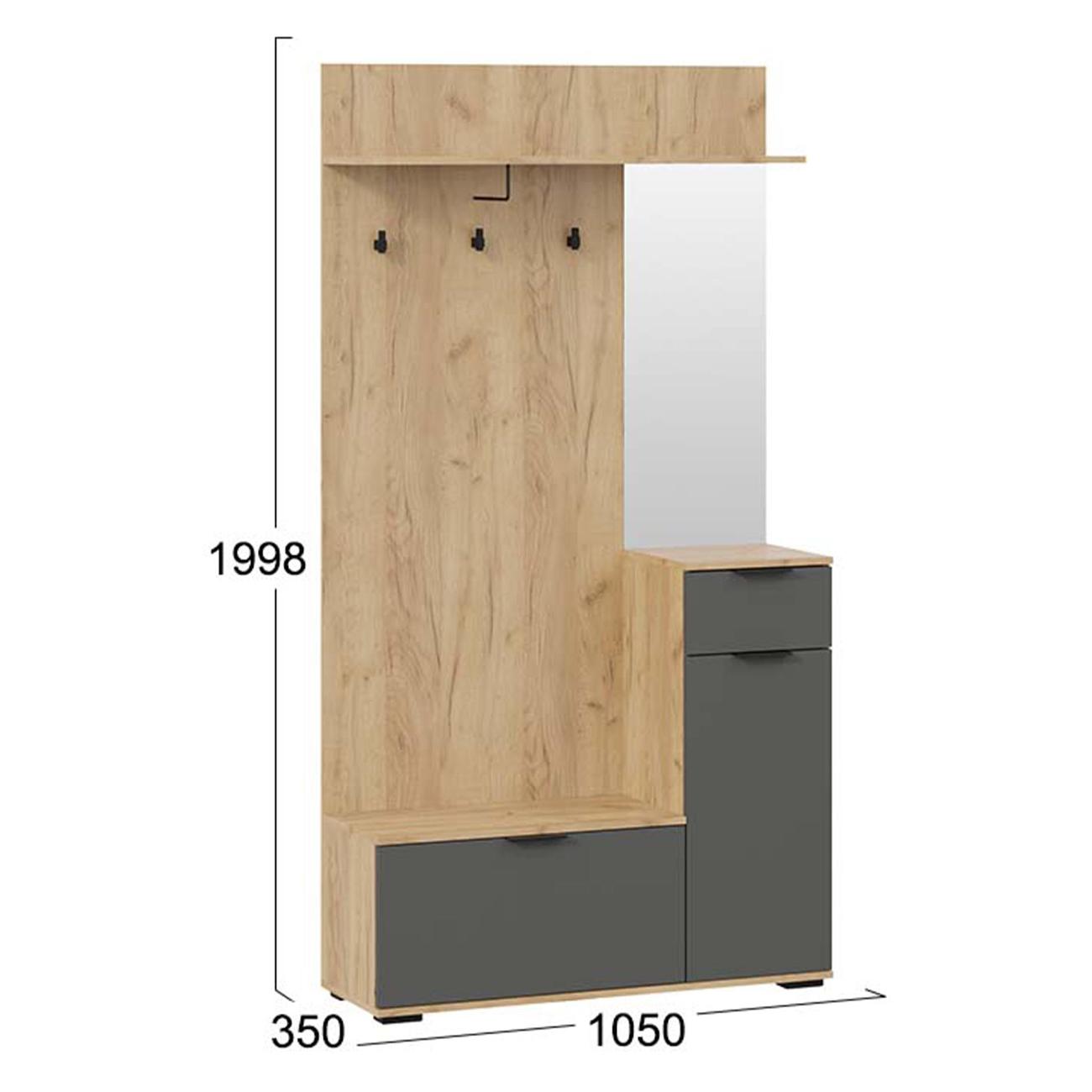 Шкаф для прихожей Трия Эвита Секция Тип 1, Дуб золотой/Графит