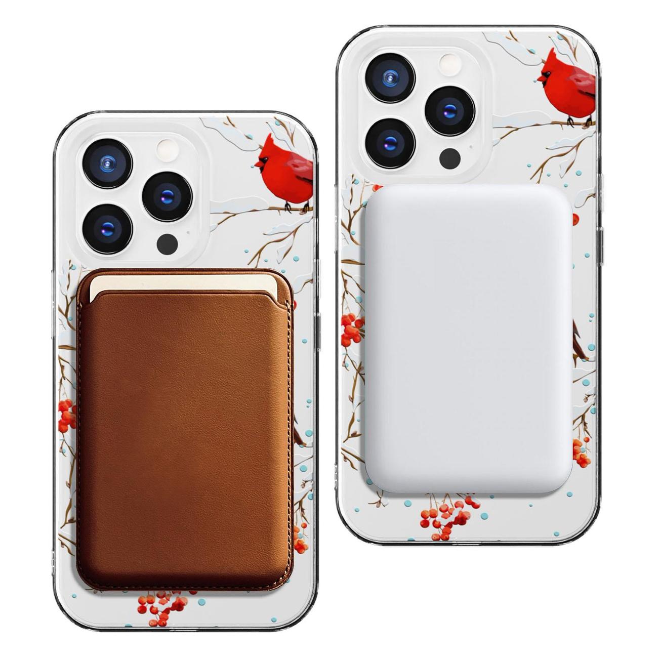 Чехол Mcover для iPhone 14 Pro Max с MagSafe,Рябина, снегири